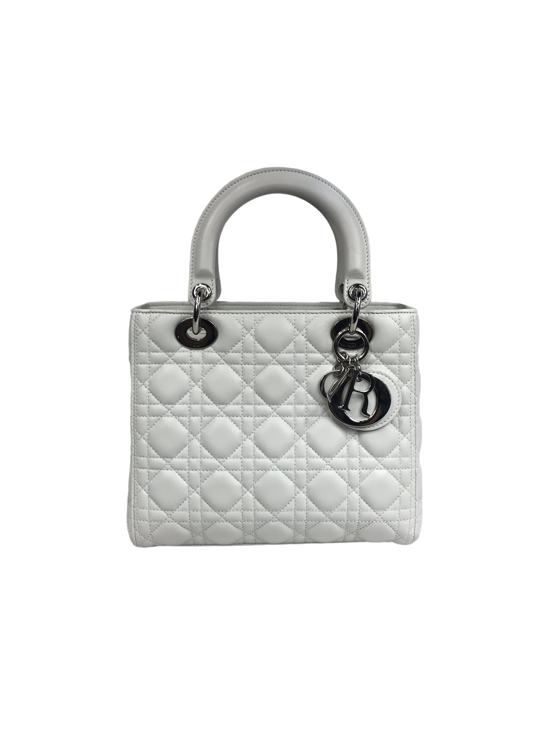 White Medium Lady Dior W/SHW