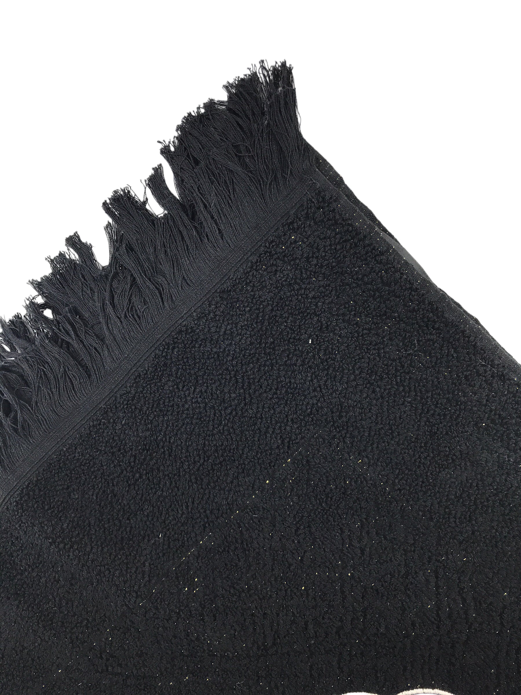 Black Cotton Camelia Beach Towel