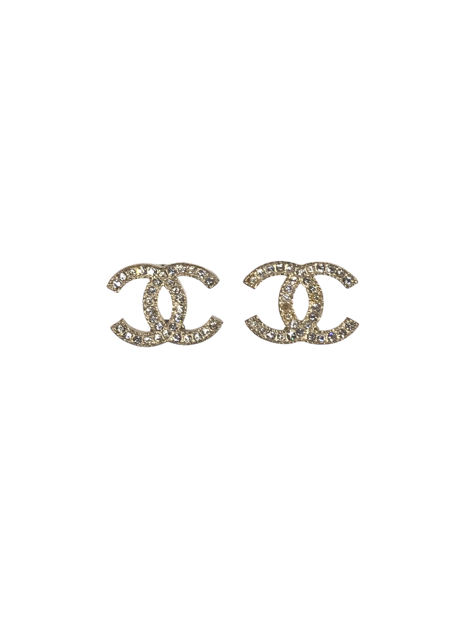 Gold CC Crystal Stud Earrings