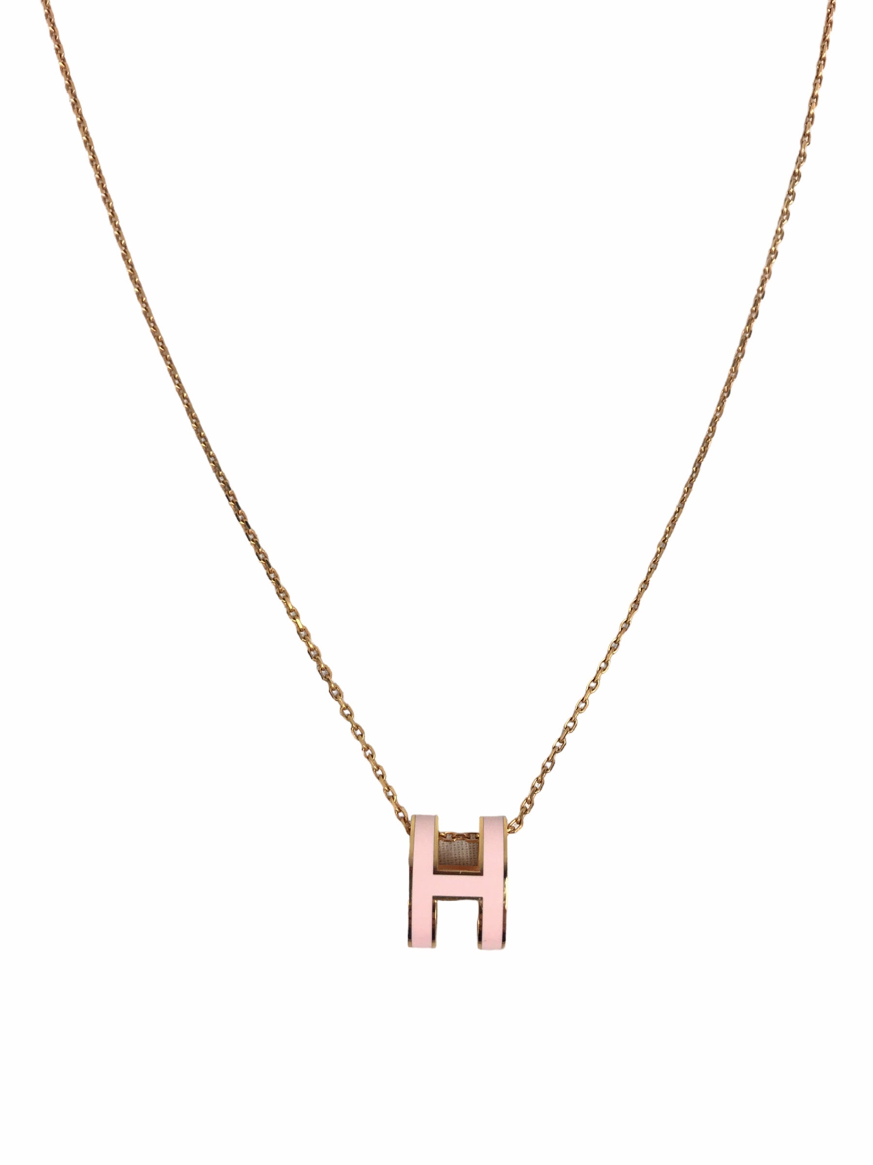 Rose Dragee Enamel H Pop Rose Gold Necklace