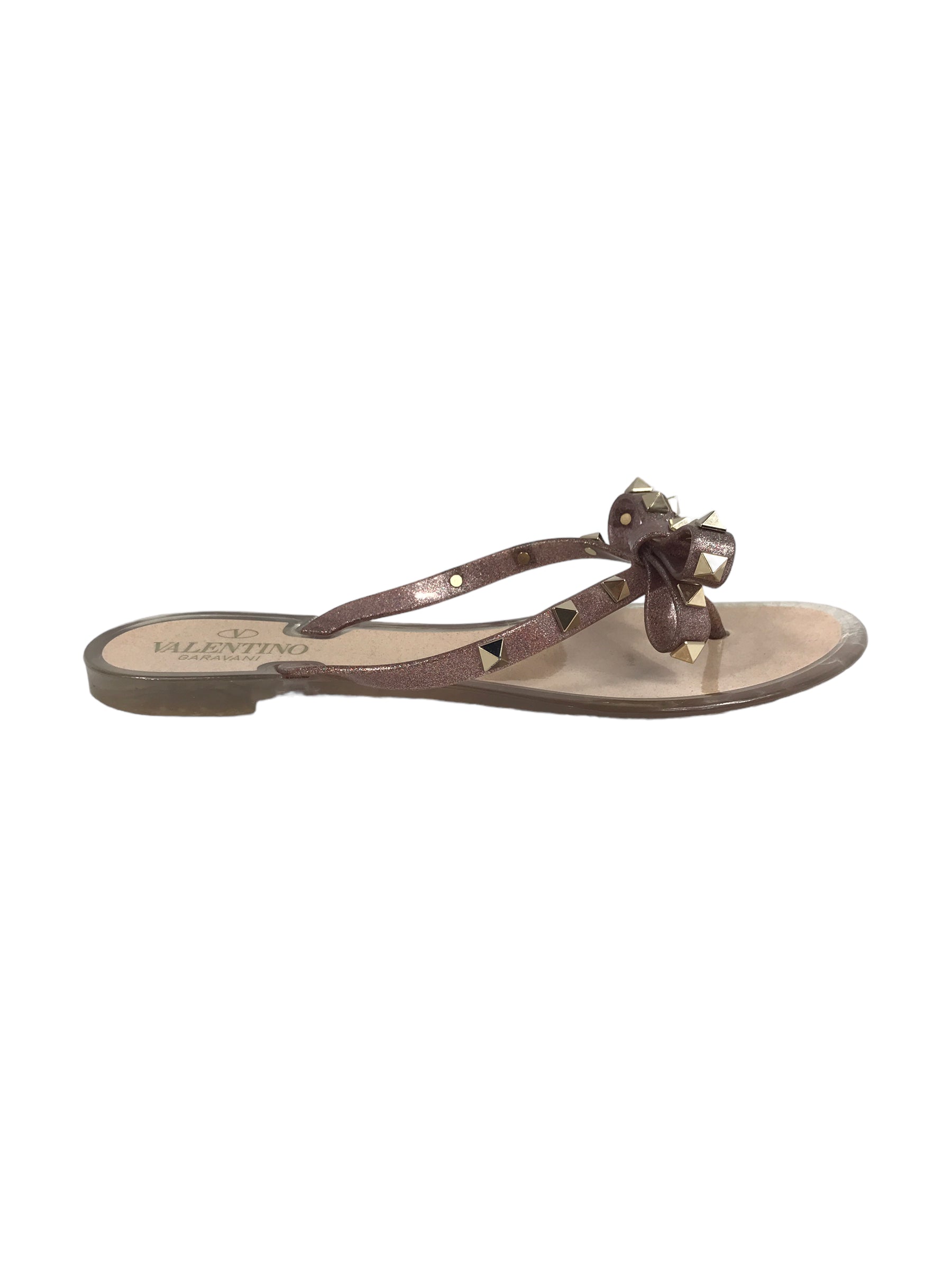 Sparkle Jelly Bow Rockstud Thongs W/GHW