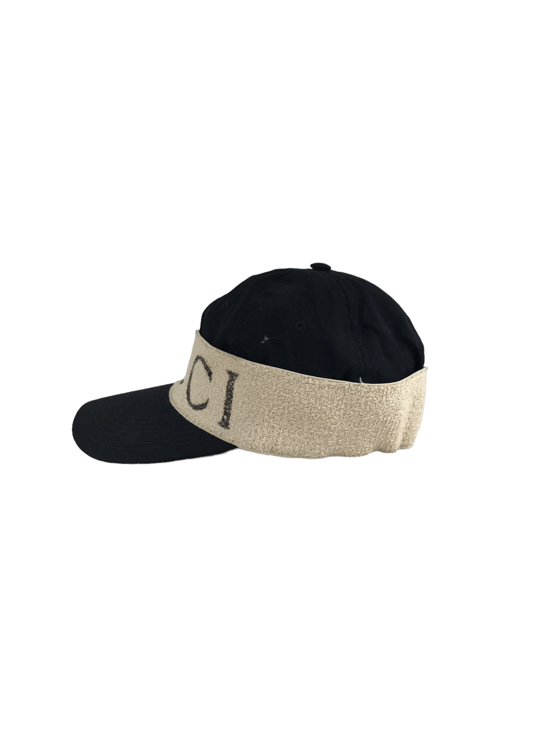 Black Cotton Logo Print Baseball Cap
