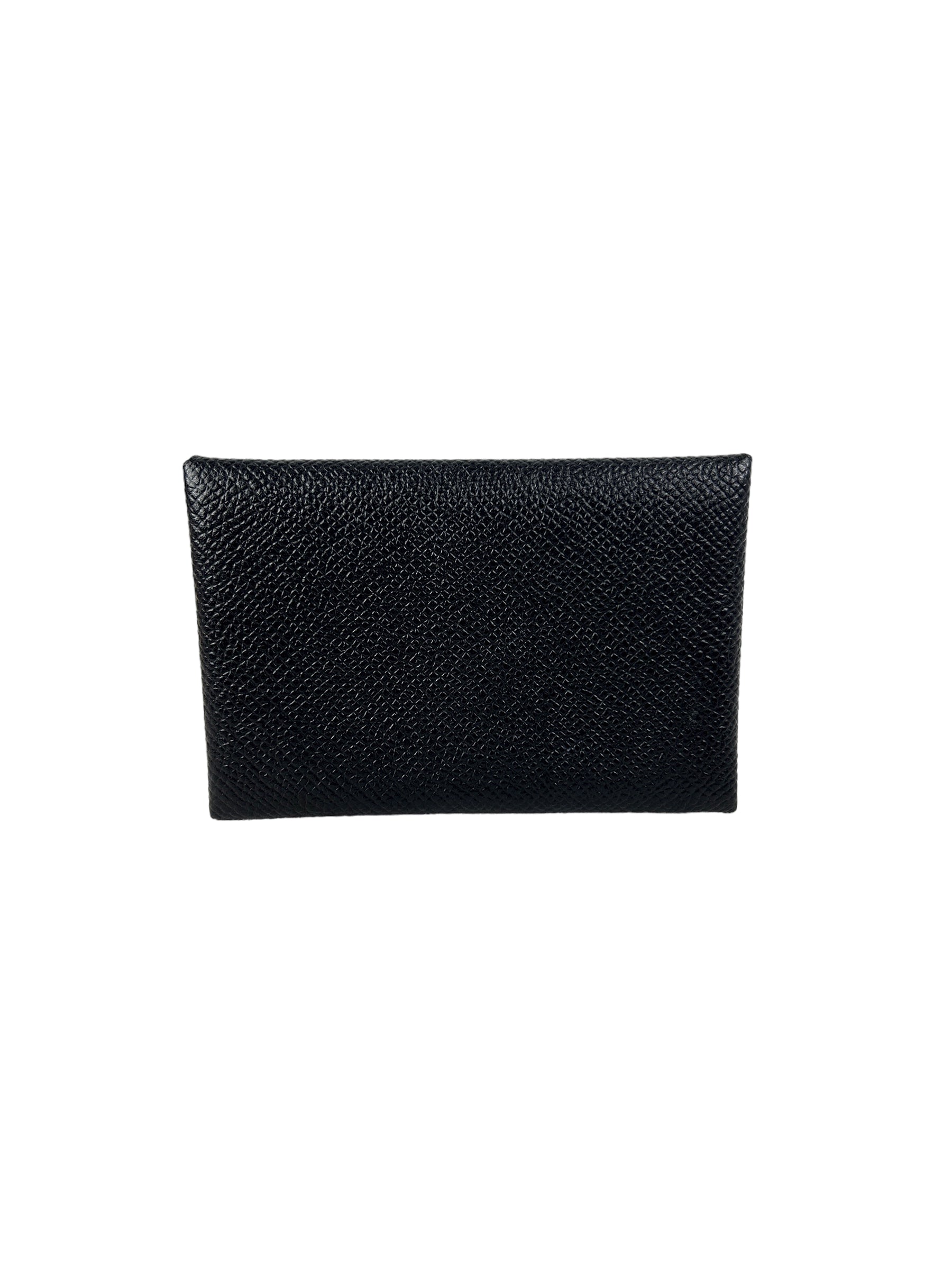 Black Epsom Leather Calvi Card Holder w/PHW