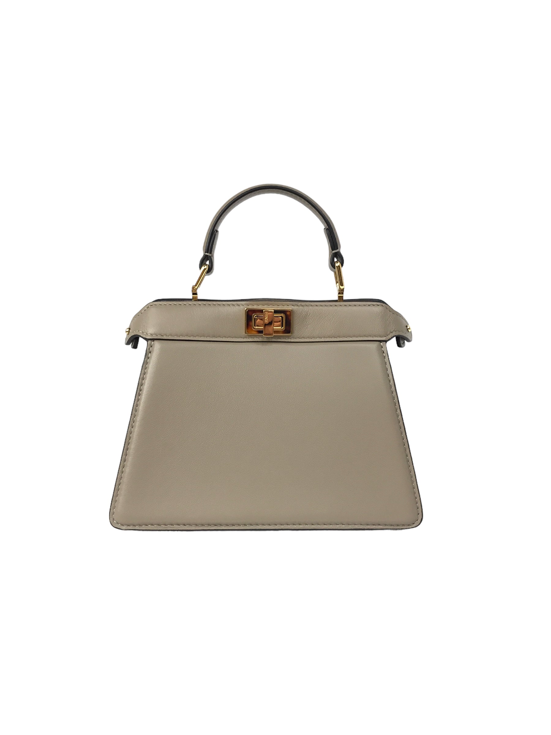 Dove Grey Nappa Leather Peakaboo ISeeU Petite Tortoiseshell-effect plexiglass Bag w/ GHW