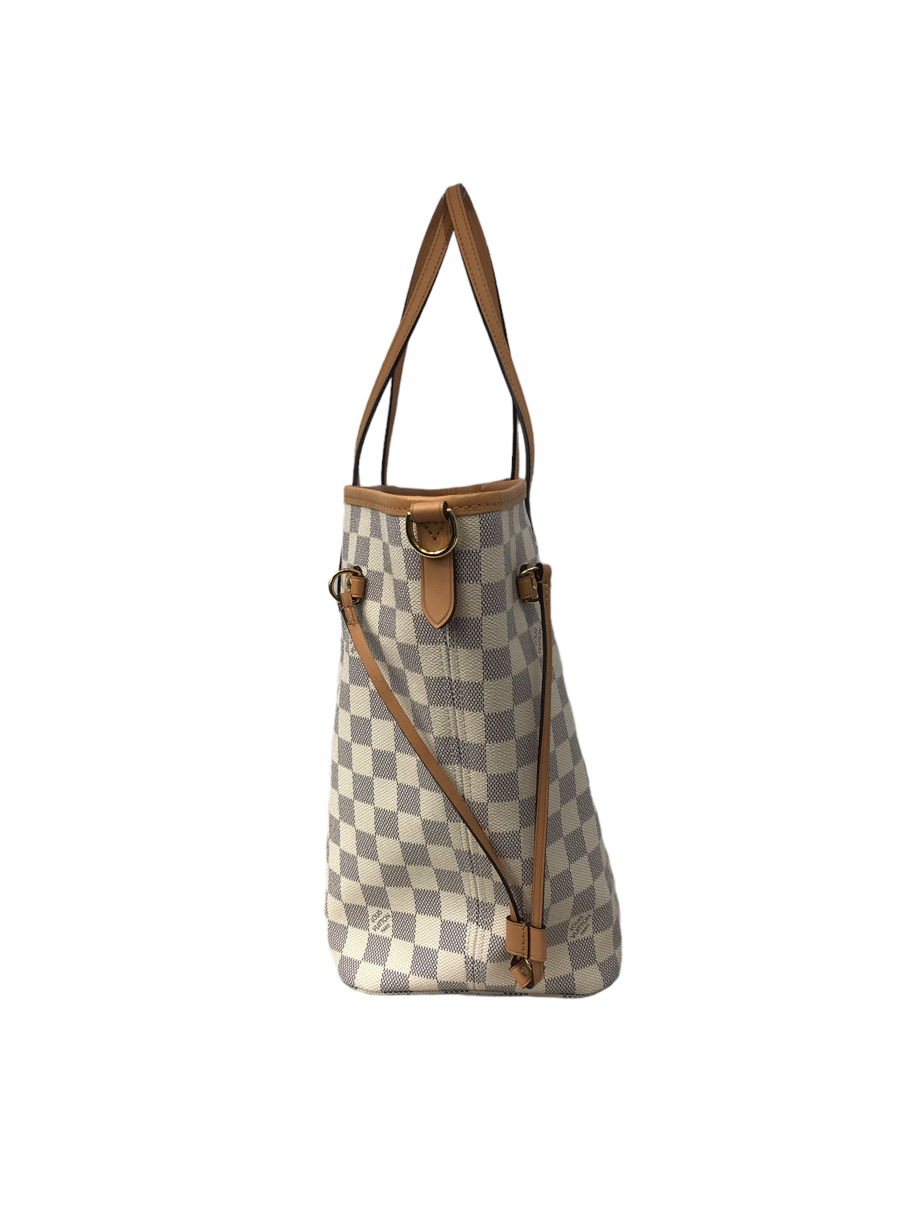 Monogram Coated Canvas Damier Azur Braided Rose Neverfull MM w/GHW