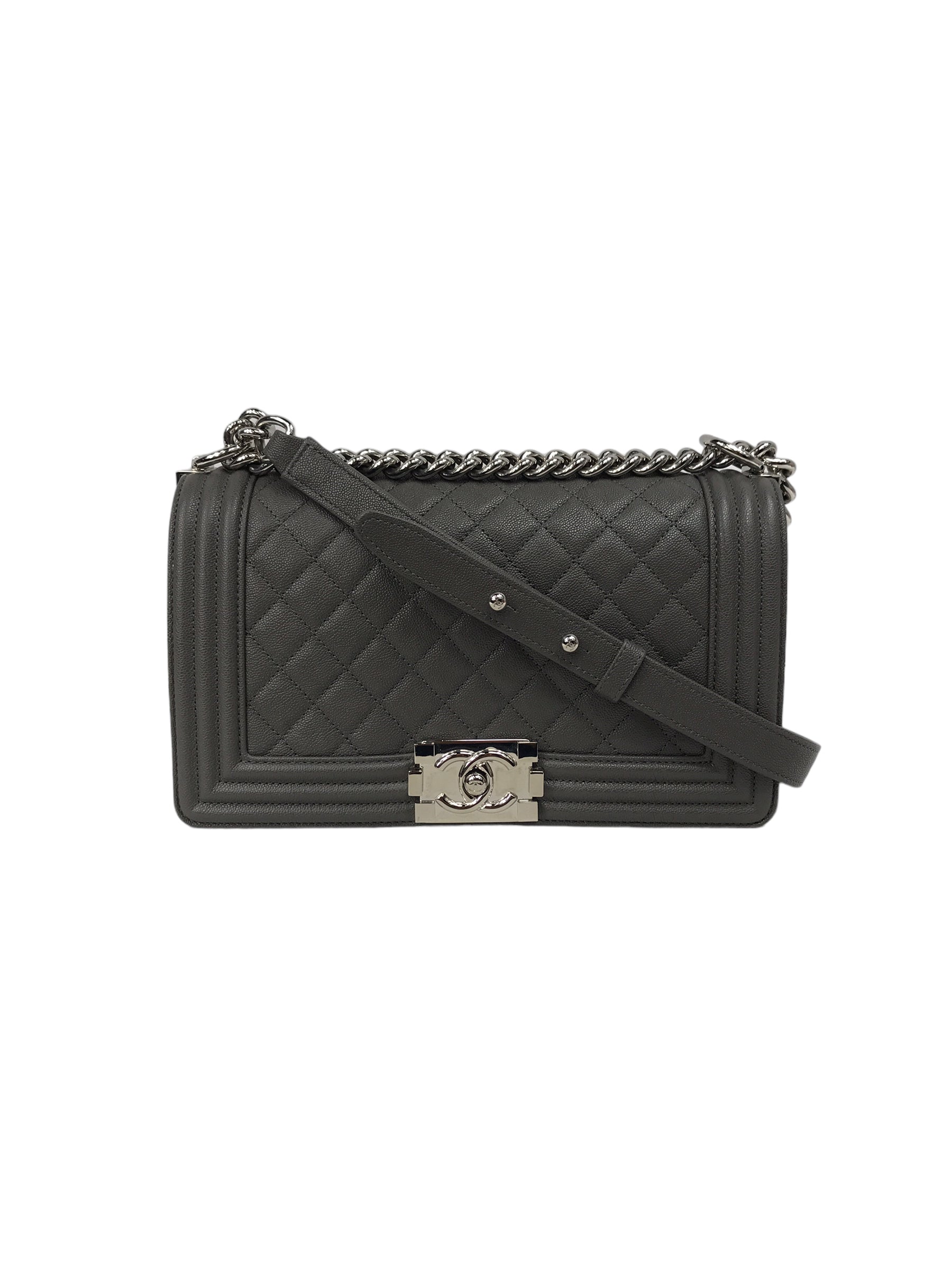 Grey Caviar Quilted Old Medium Boy Bag w/ SHW-ON LAYAWAY