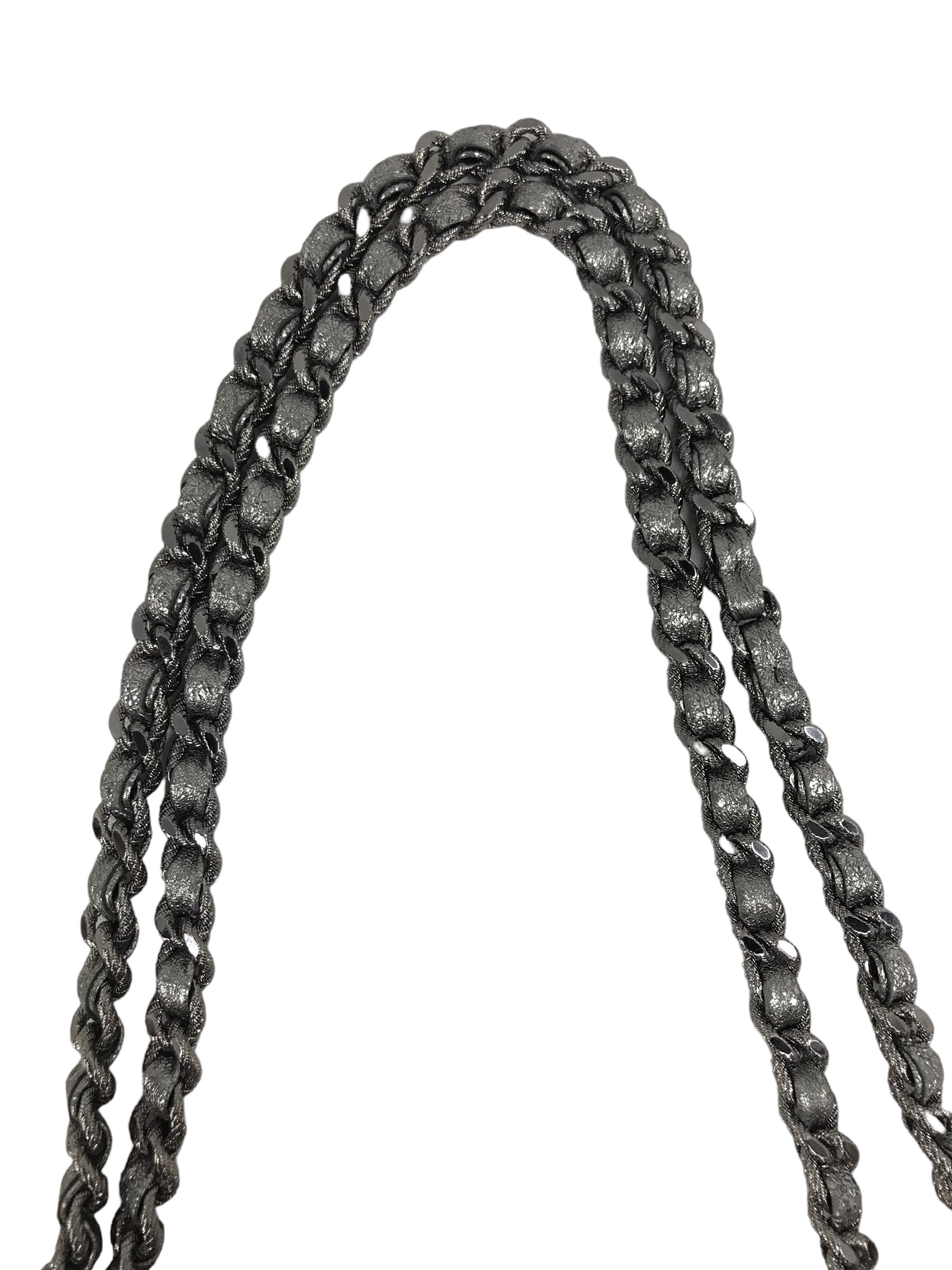 Chanel Vintage Silver/Grey Medium Sequins Flap Bag w/SHW