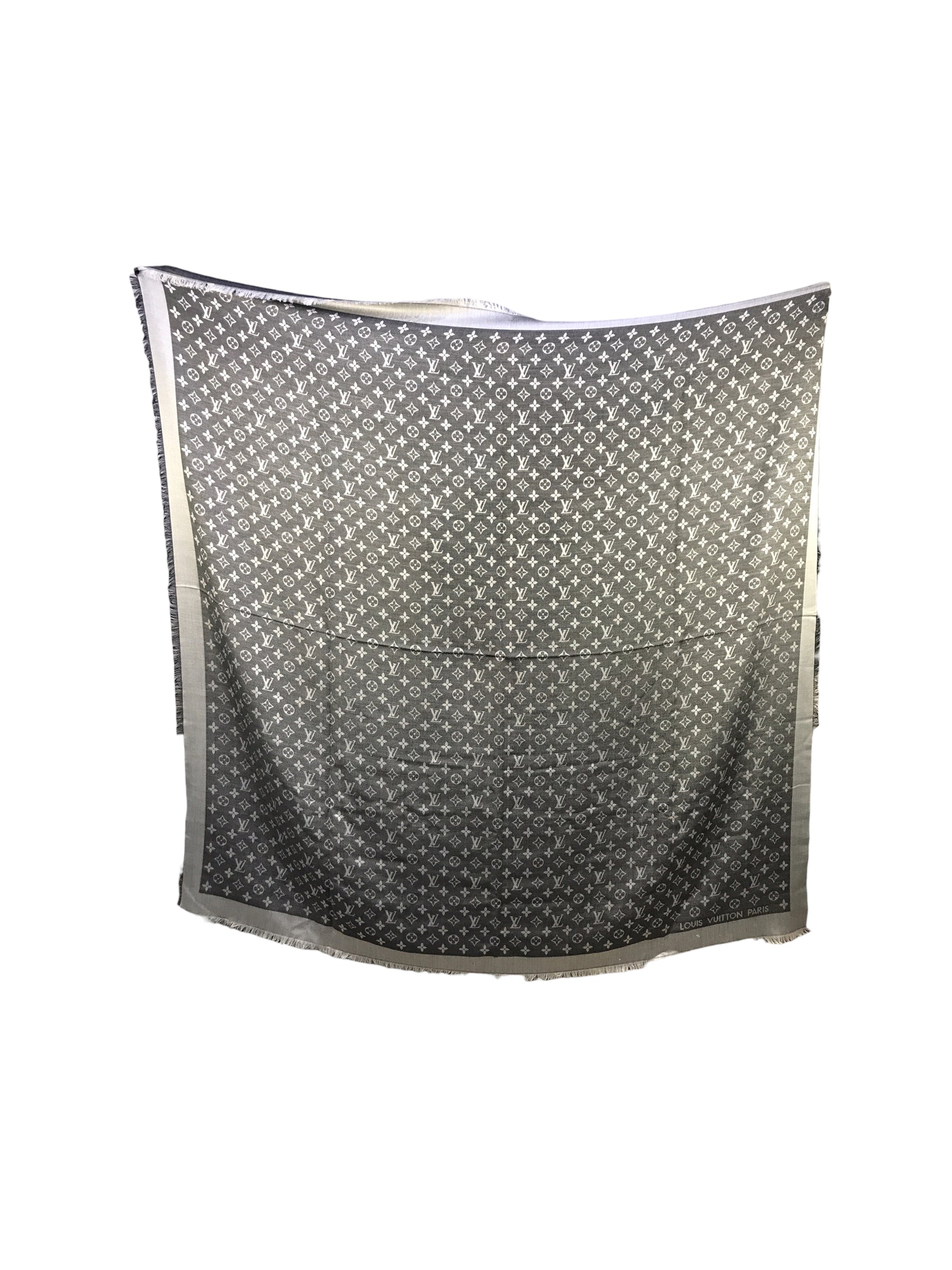 Monogram Reversible Silver/Black Silk/Wool Shawl