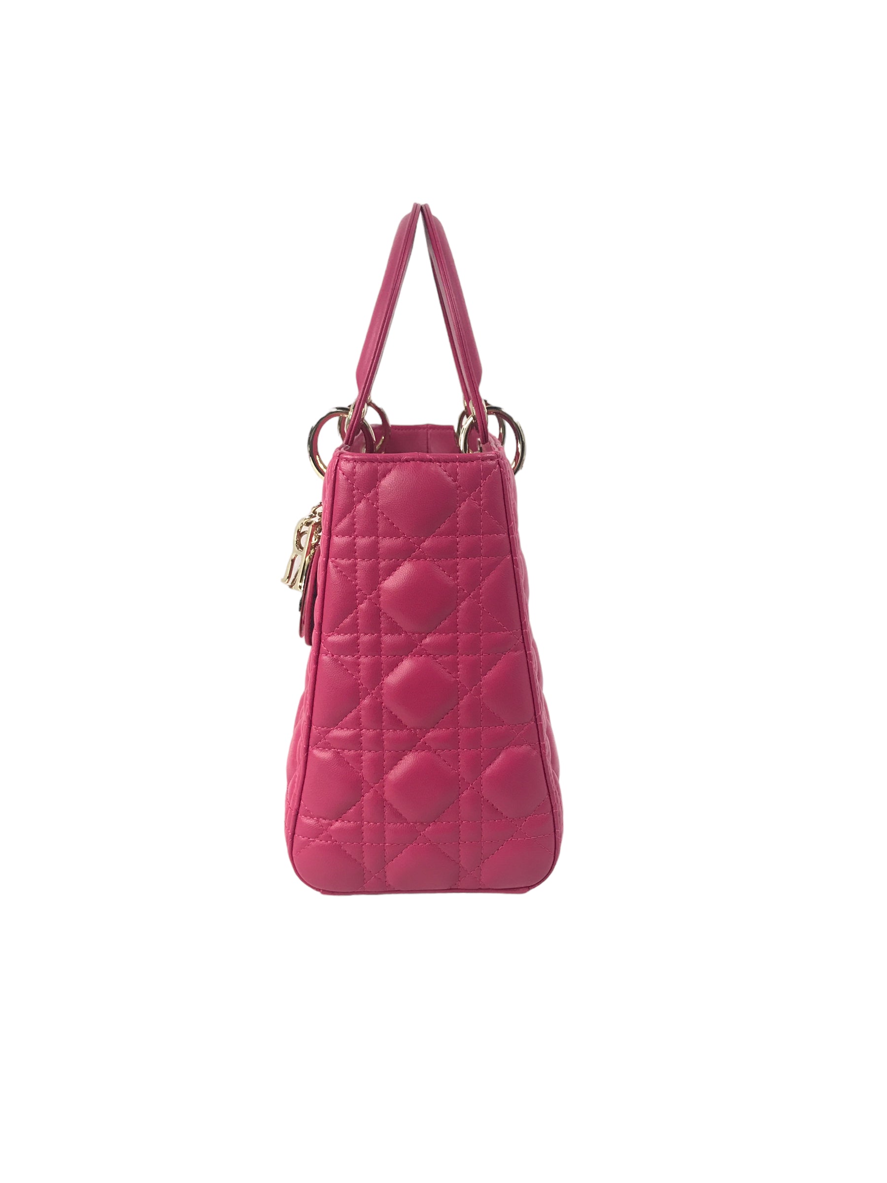 Magenta Medium Lambskin Leather Lady Dior w/GHW