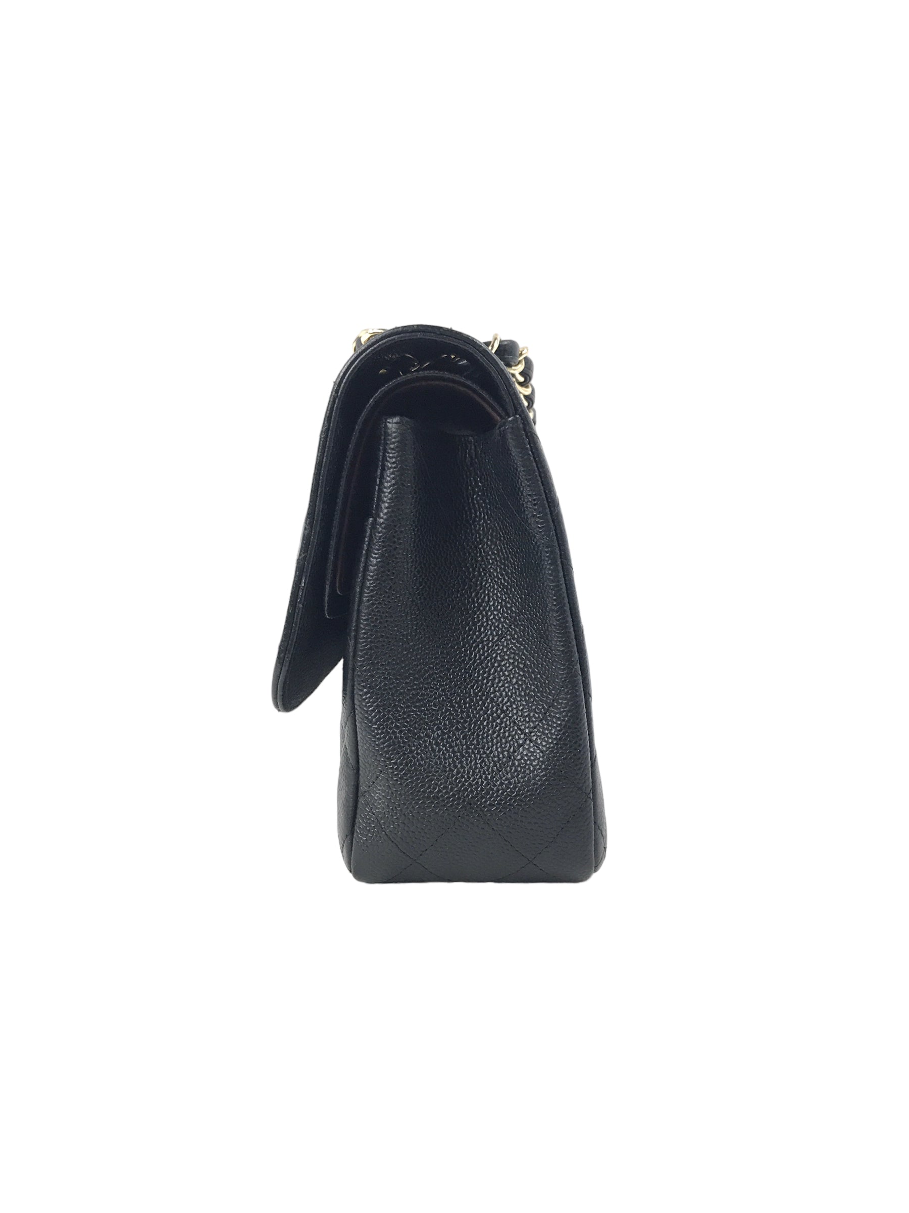 Black Caviar Quilted Double Flap Jumbo Classic Flap w/GHW