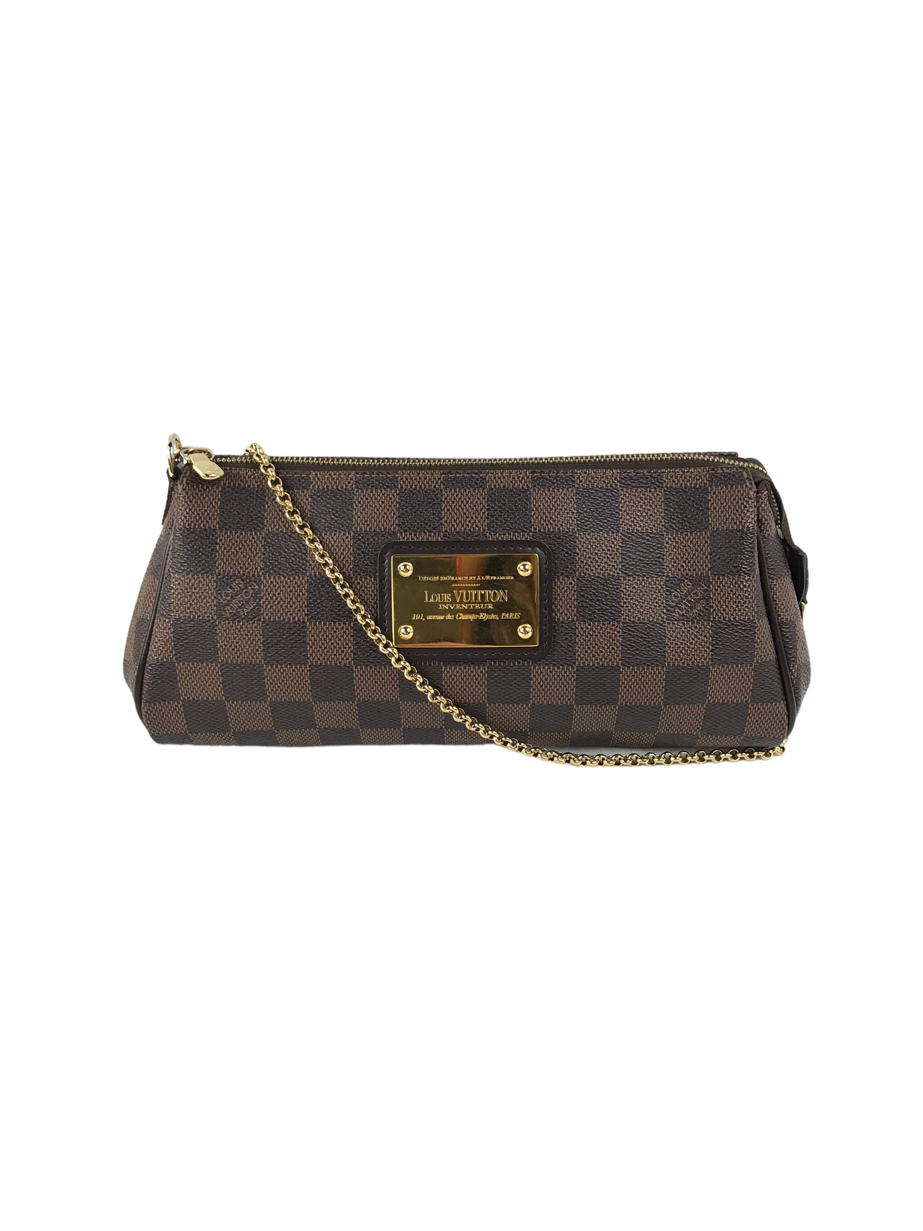 Monogram Damier Ebene Coated Canvas Eva Clutch w/GHW