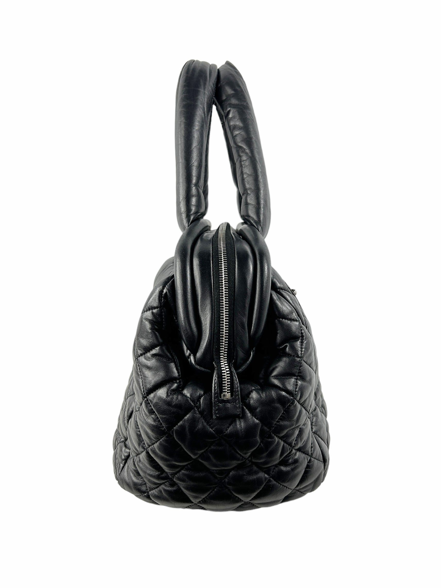 Black Quilted Lambskin Coco Cocoon Bowler Travel Bag w/SHW