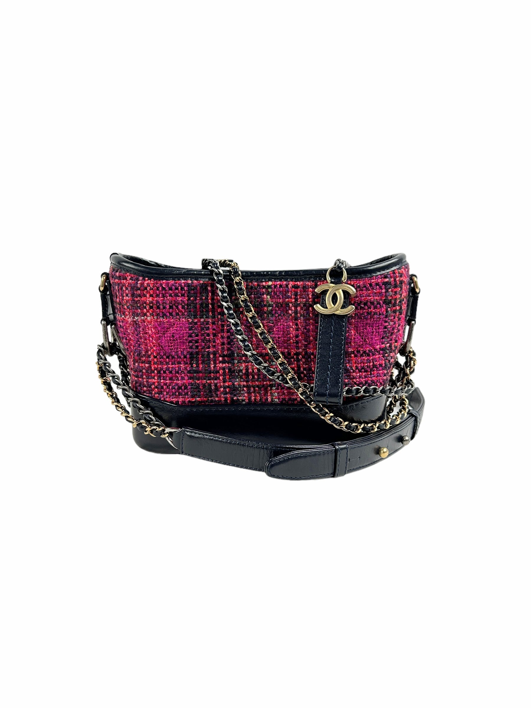 Pink/Navy Tweed Small Gabrielle Bag w/GHW/SHW/RHW/AGHW