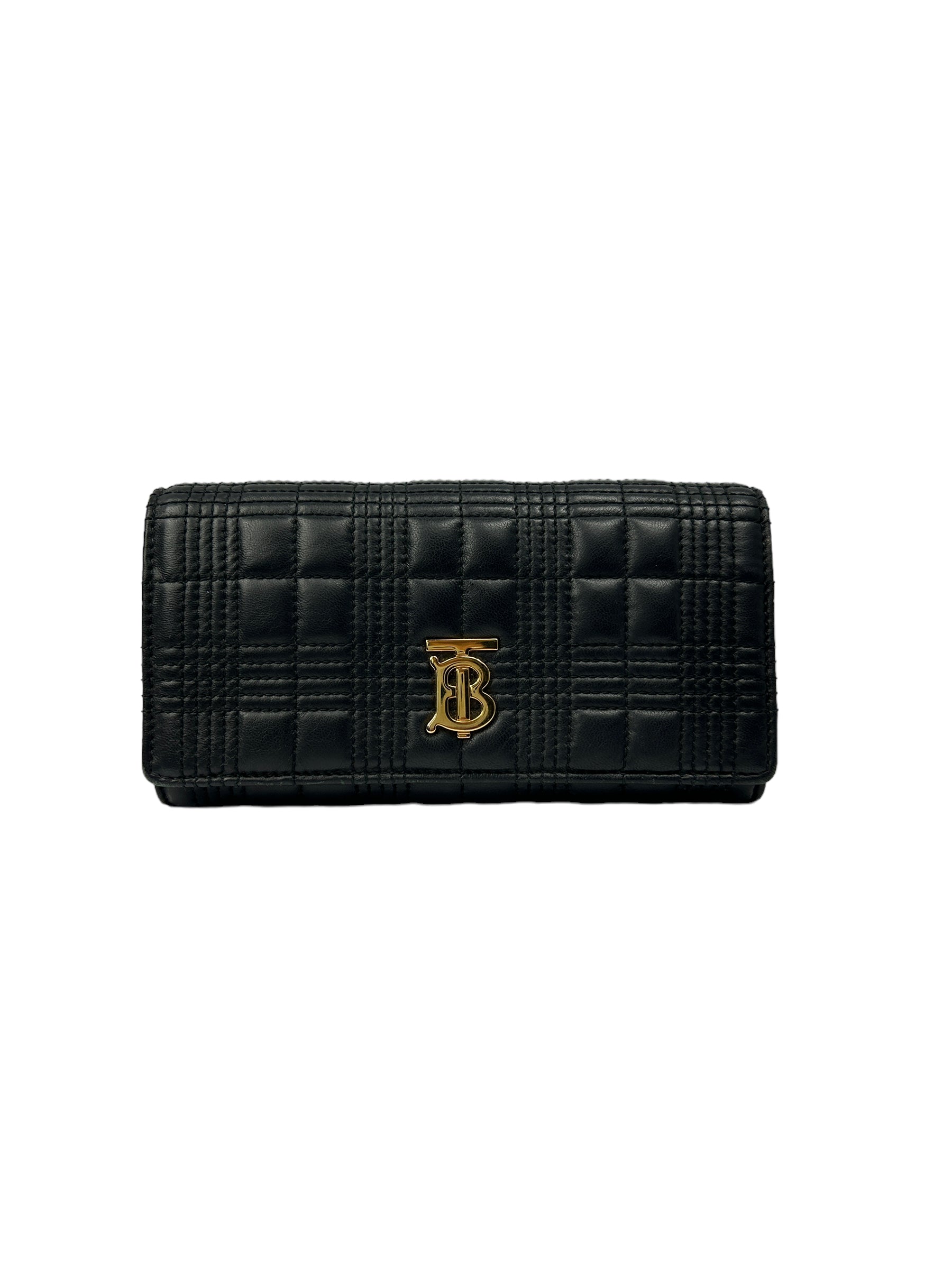 Black Quilted Lola Lambskin Leather Wallet