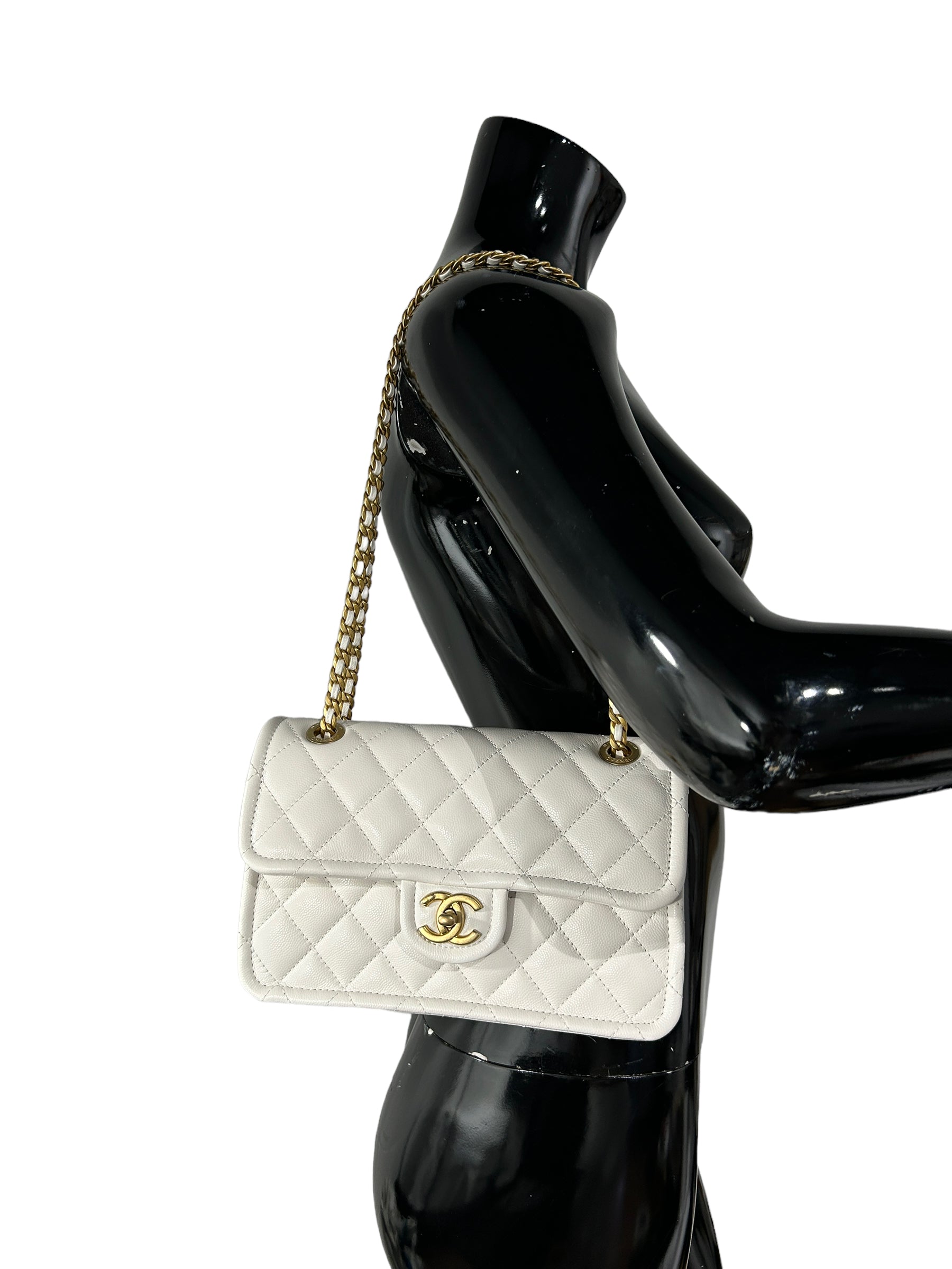 White Caviar CC Timeless Flap Bag w/AGHW