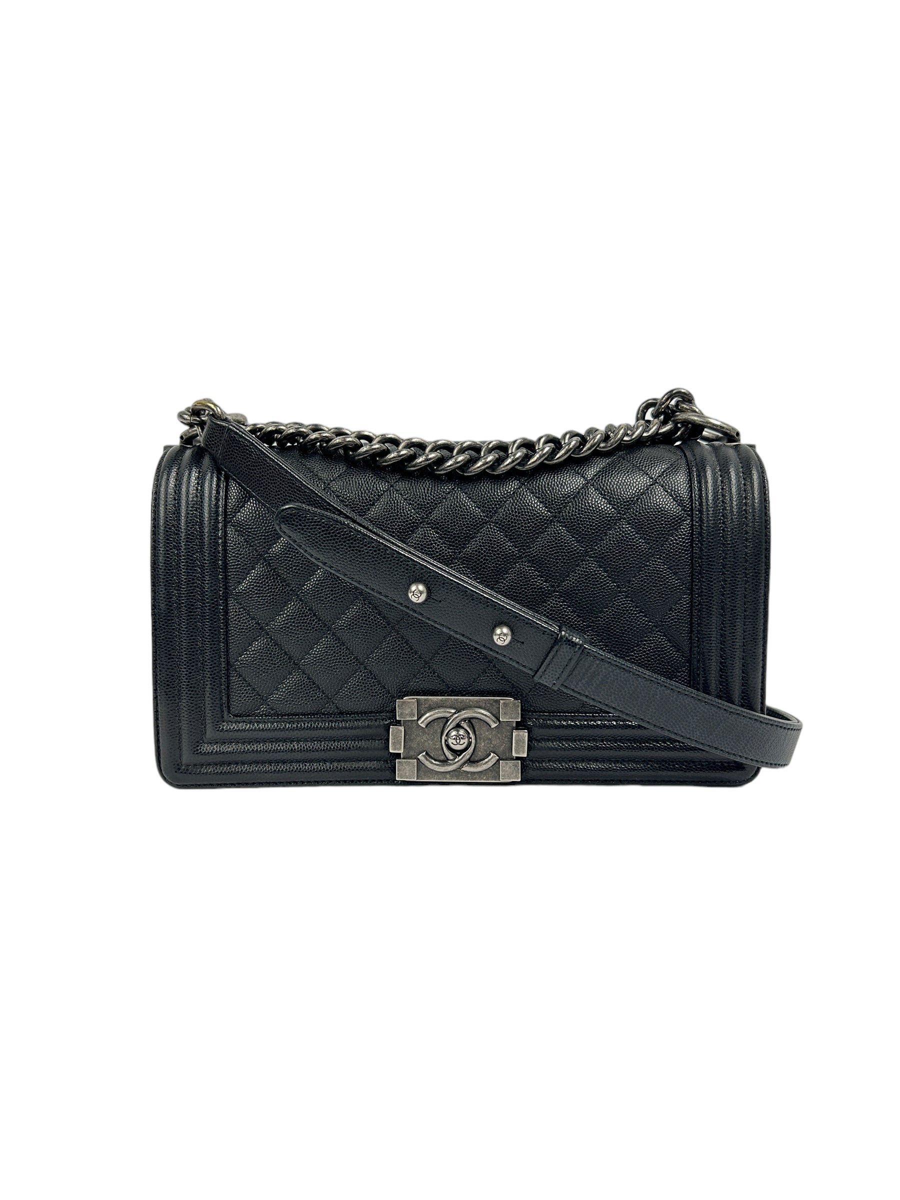 Chanel boy best sale medium black caviar