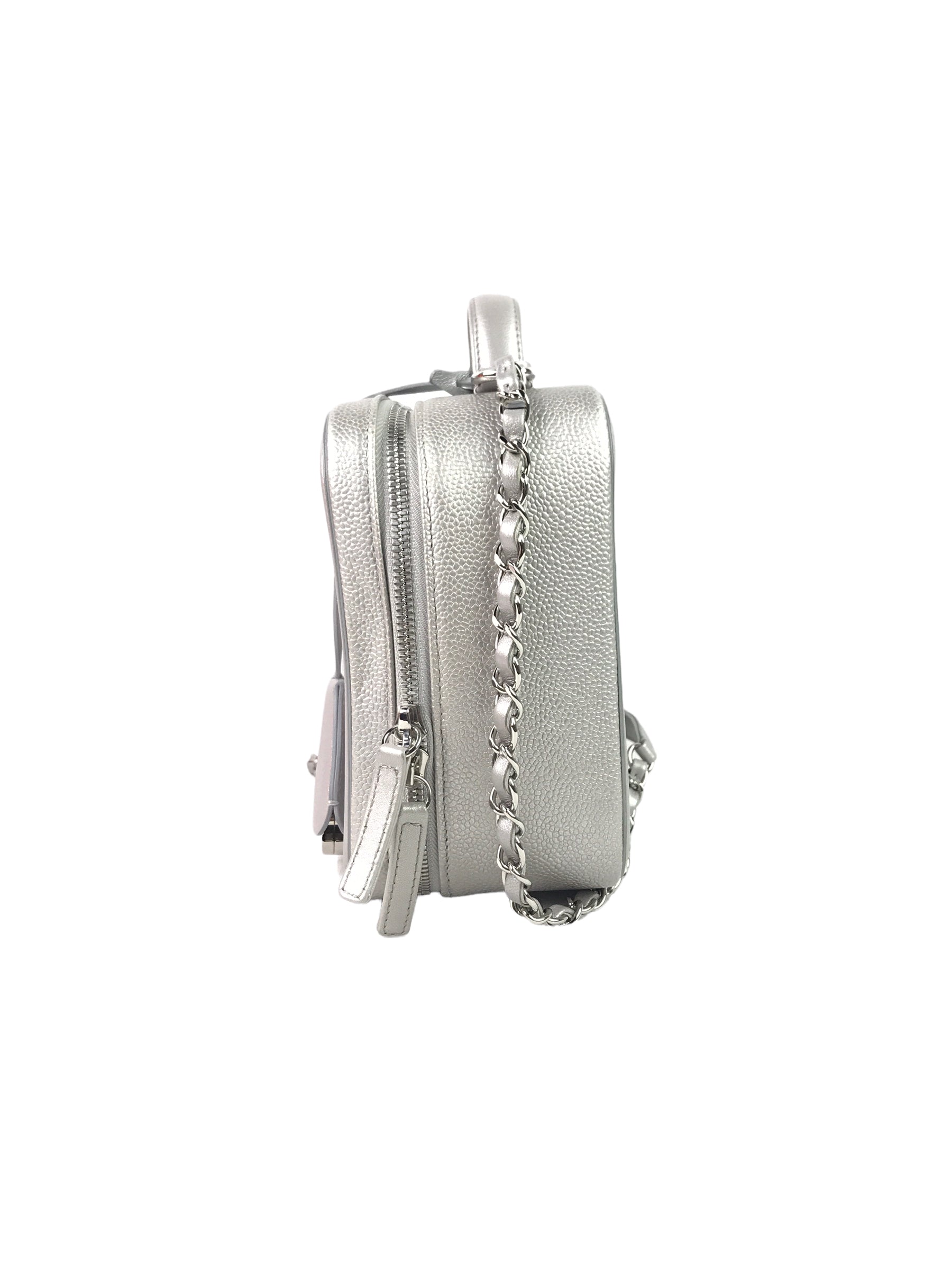 Caviar Silver Large CC Vanity Case Bag W/SHW
