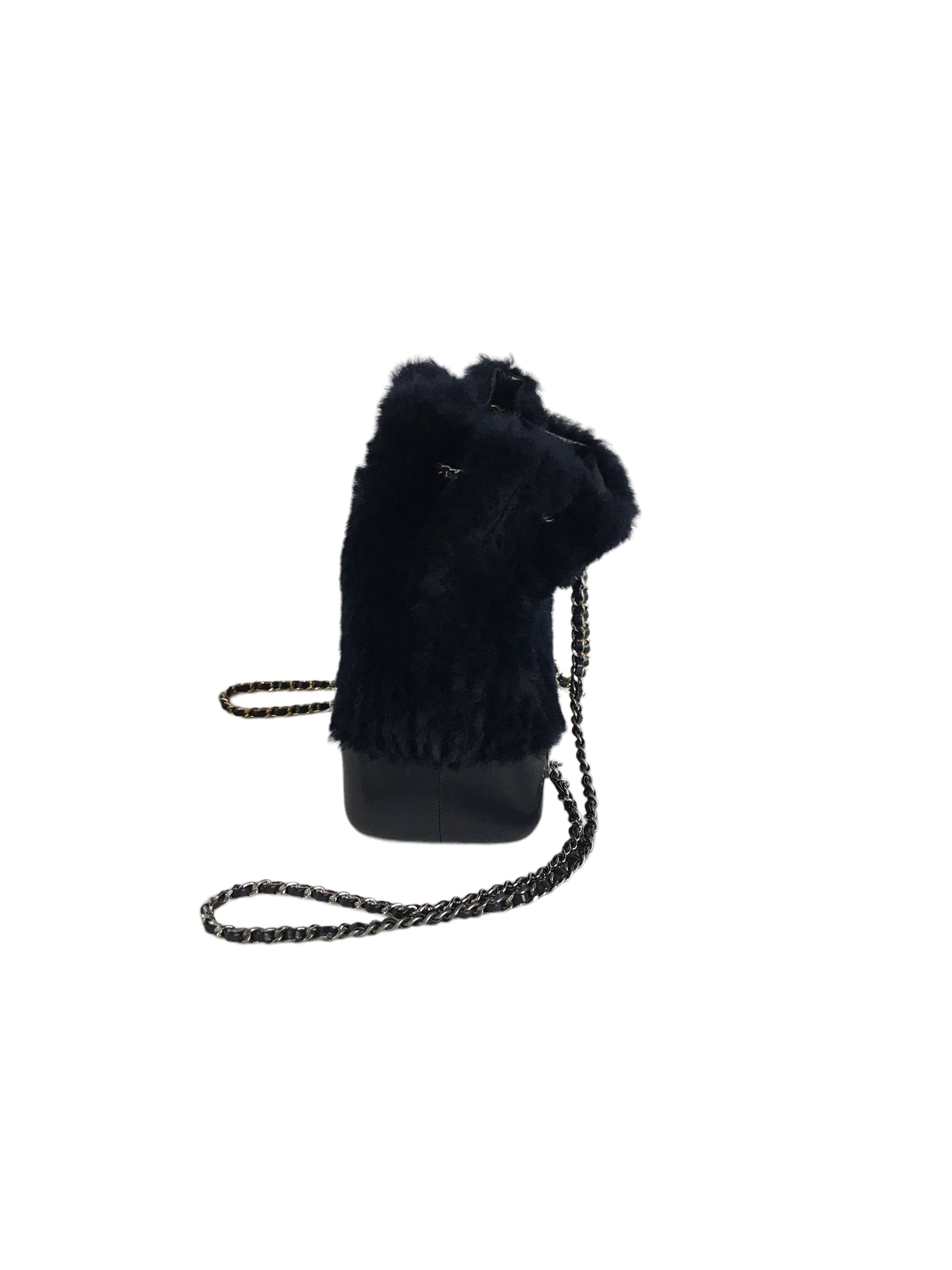 Chanel Navy Shearling/ Aged Calfskin Leather Gabrielle Backpack w/ AGHW/RHW/GHW
