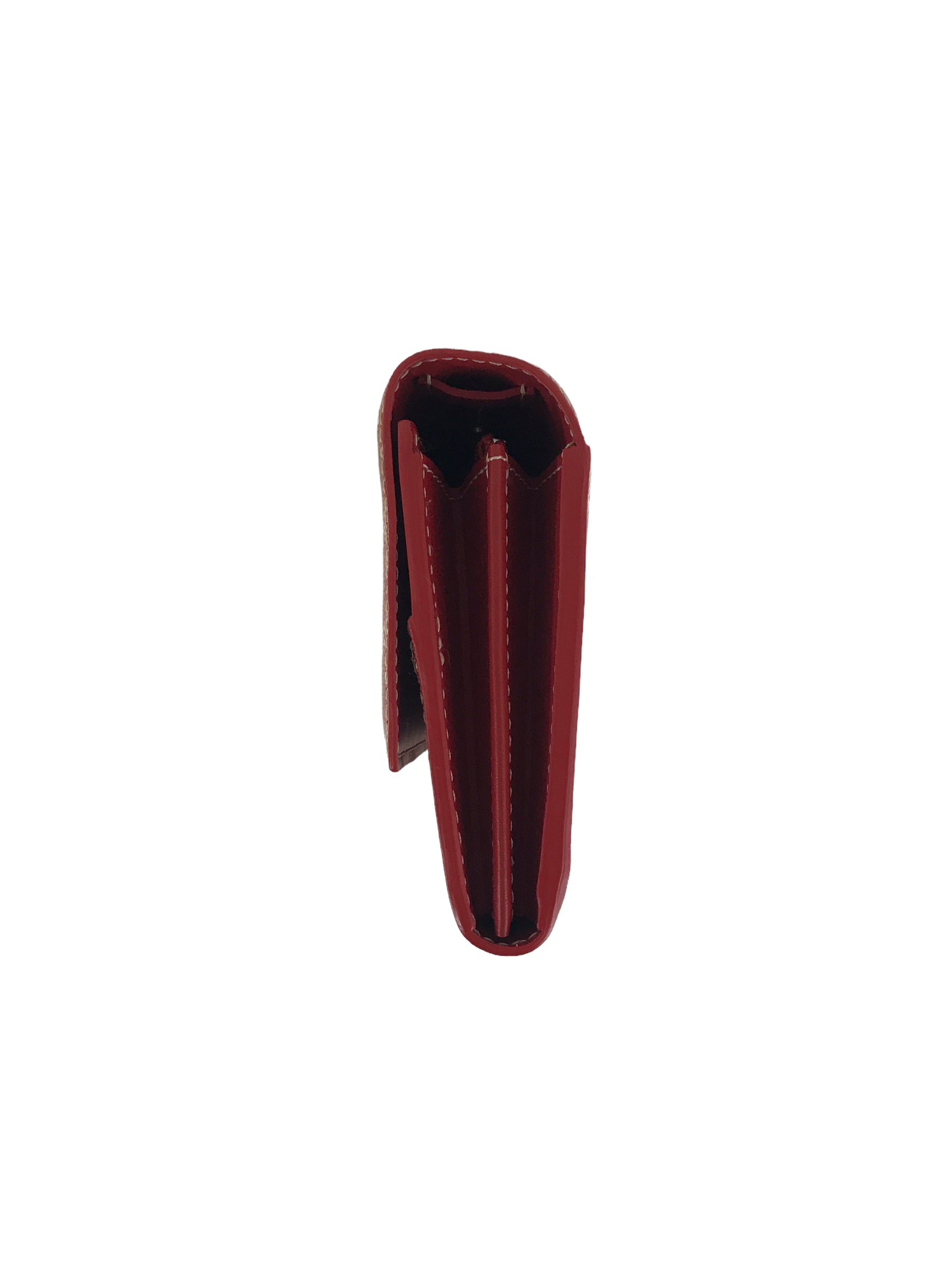 Red Canvas and Red Calfskin Leather Varenne Continental Wallet