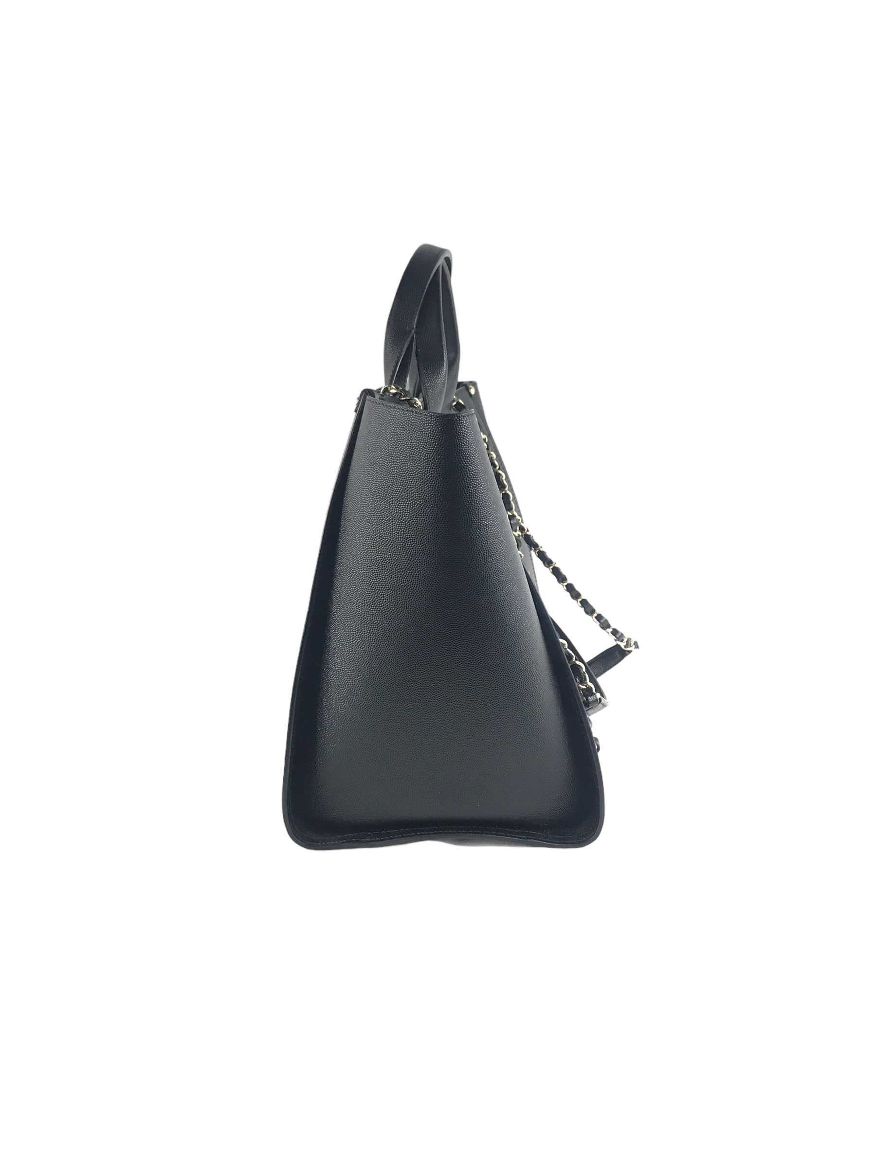 Black Caviar Leather Large Studded Deauville Bag w/GHW