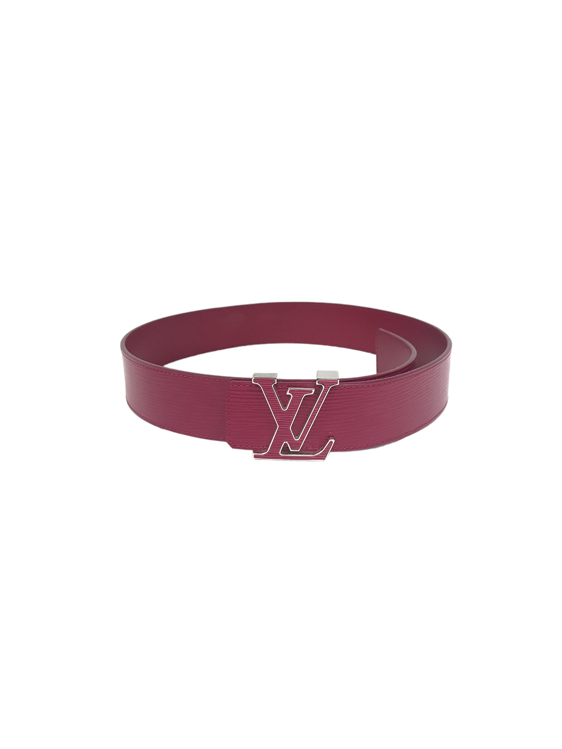 Raspberry LV Initials Wide Epi Leather Belt