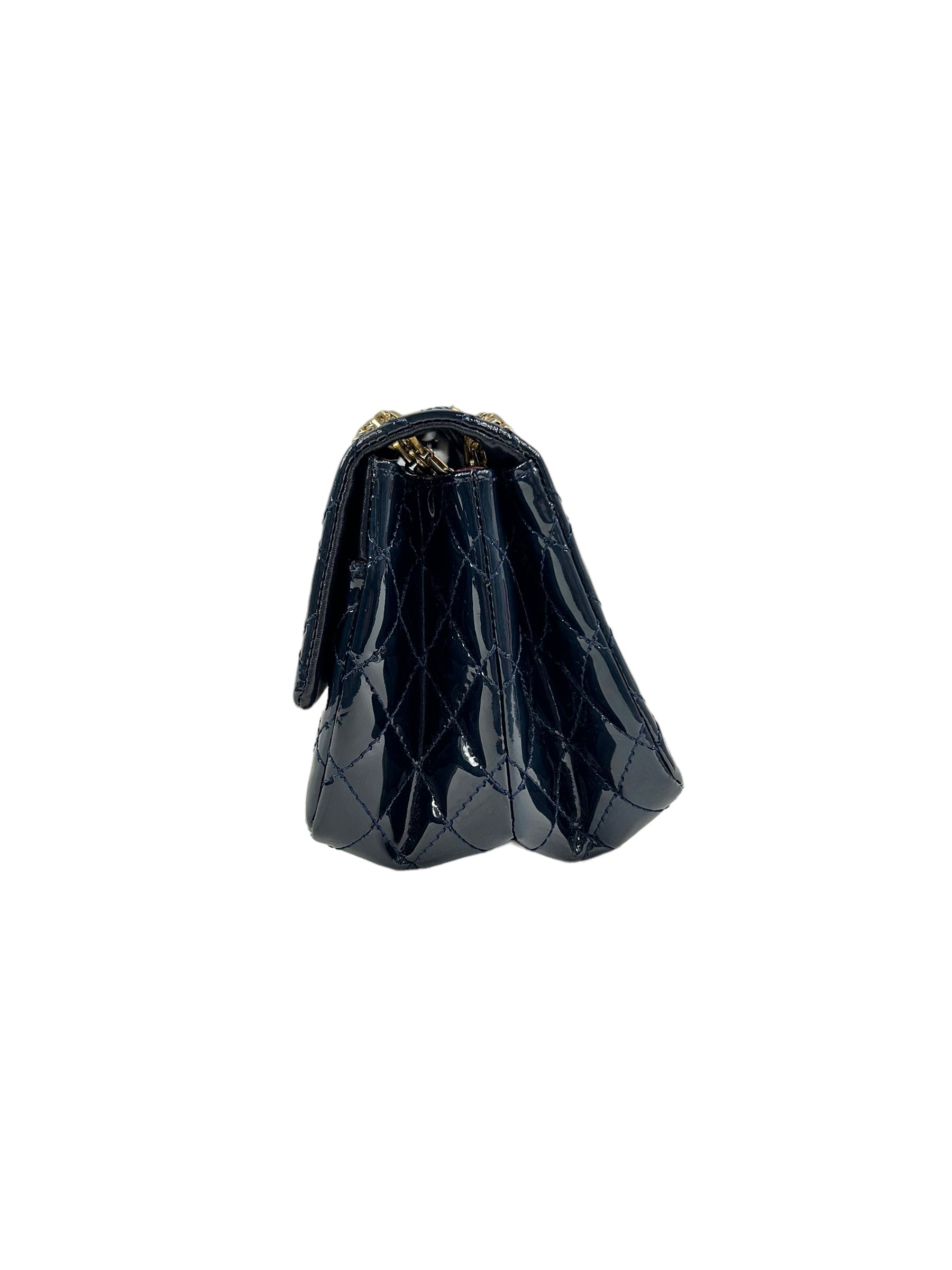 Chanel Dark Navy Blue Patent Quilted Reissue Flap W/AGHW