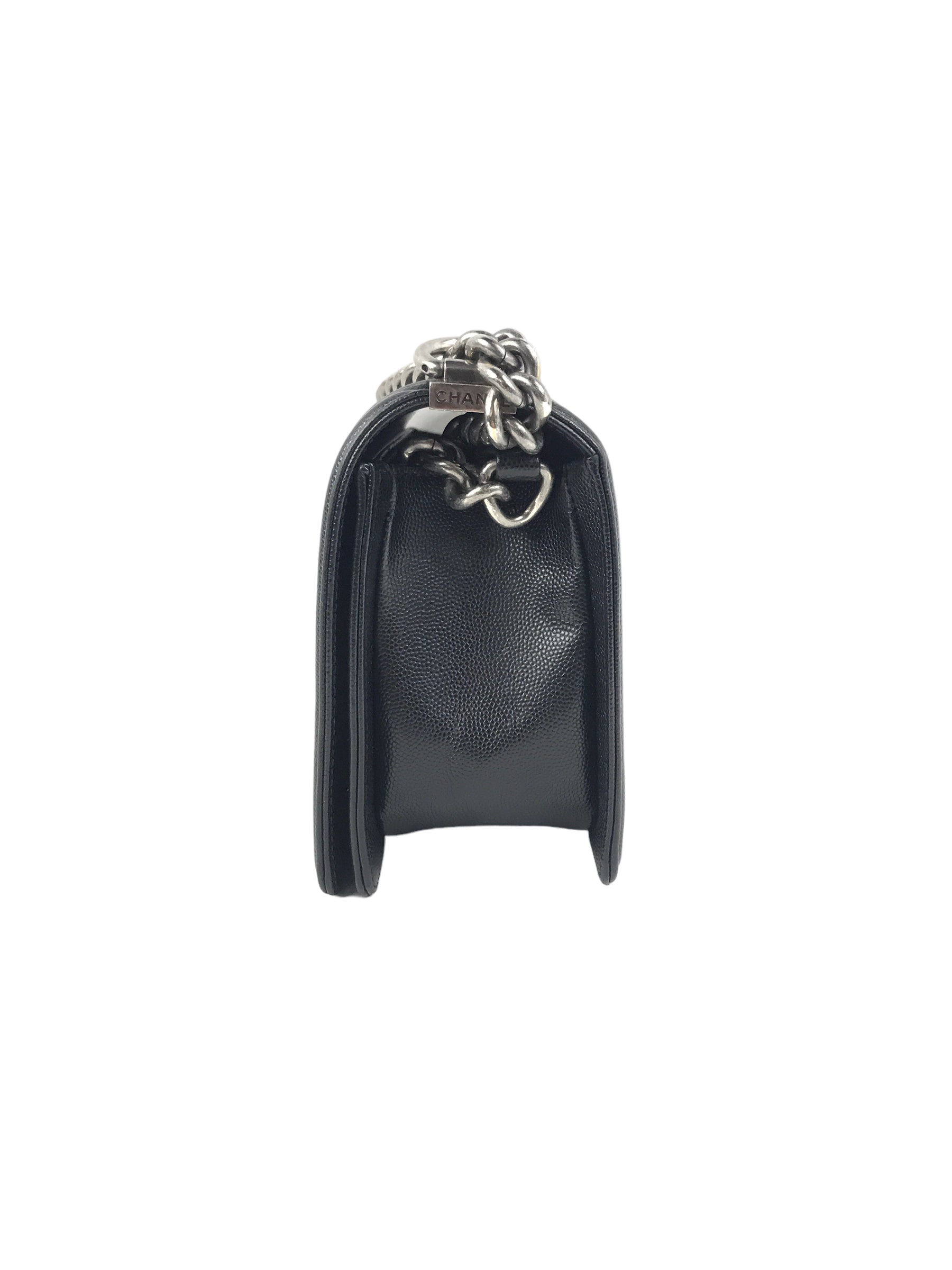 Black Caviar Quilted Old Medium Boy Bag W/RHW