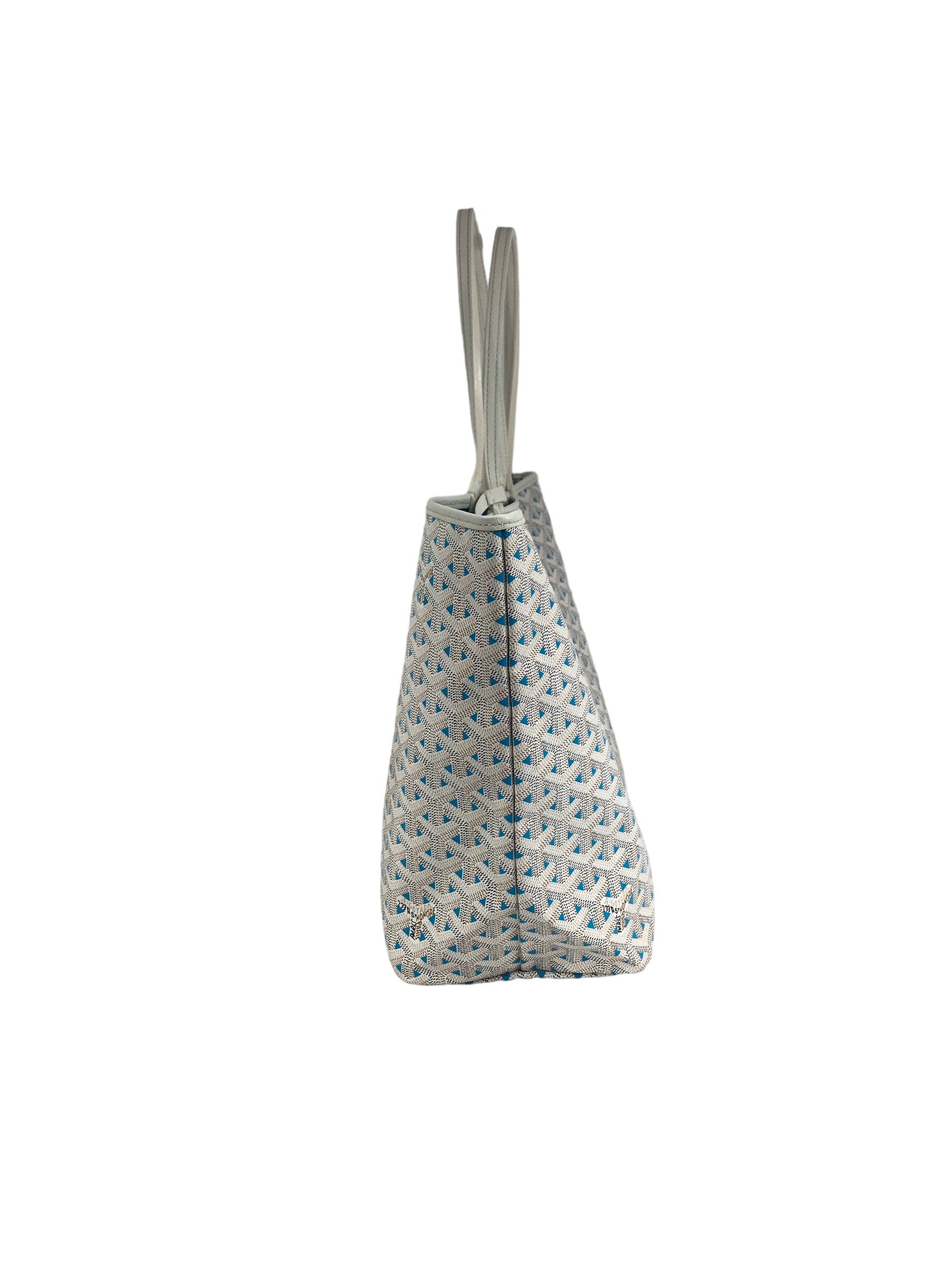 Limited Edition Blue and White Goyardine Canvas and Calfskin Saint Louis Claire-Voie PM Tote
