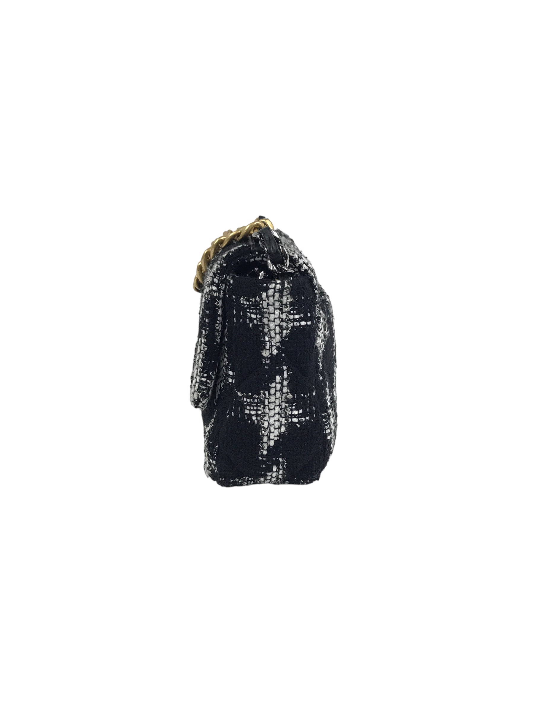 Black/ White Houndstooth Tweed Small 19 W/GHW