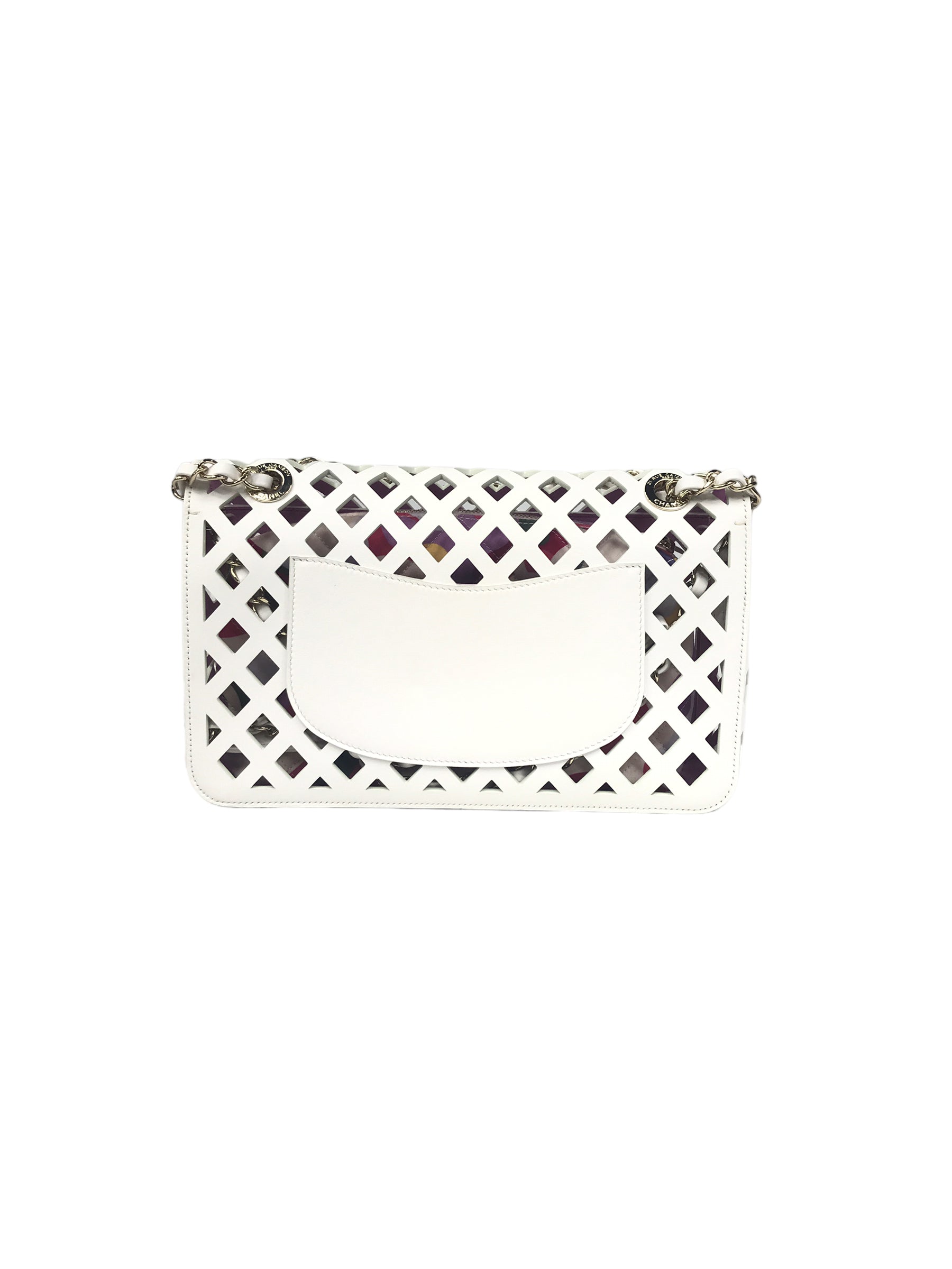 White Leather “See Through” Flap Bag w/GHW
