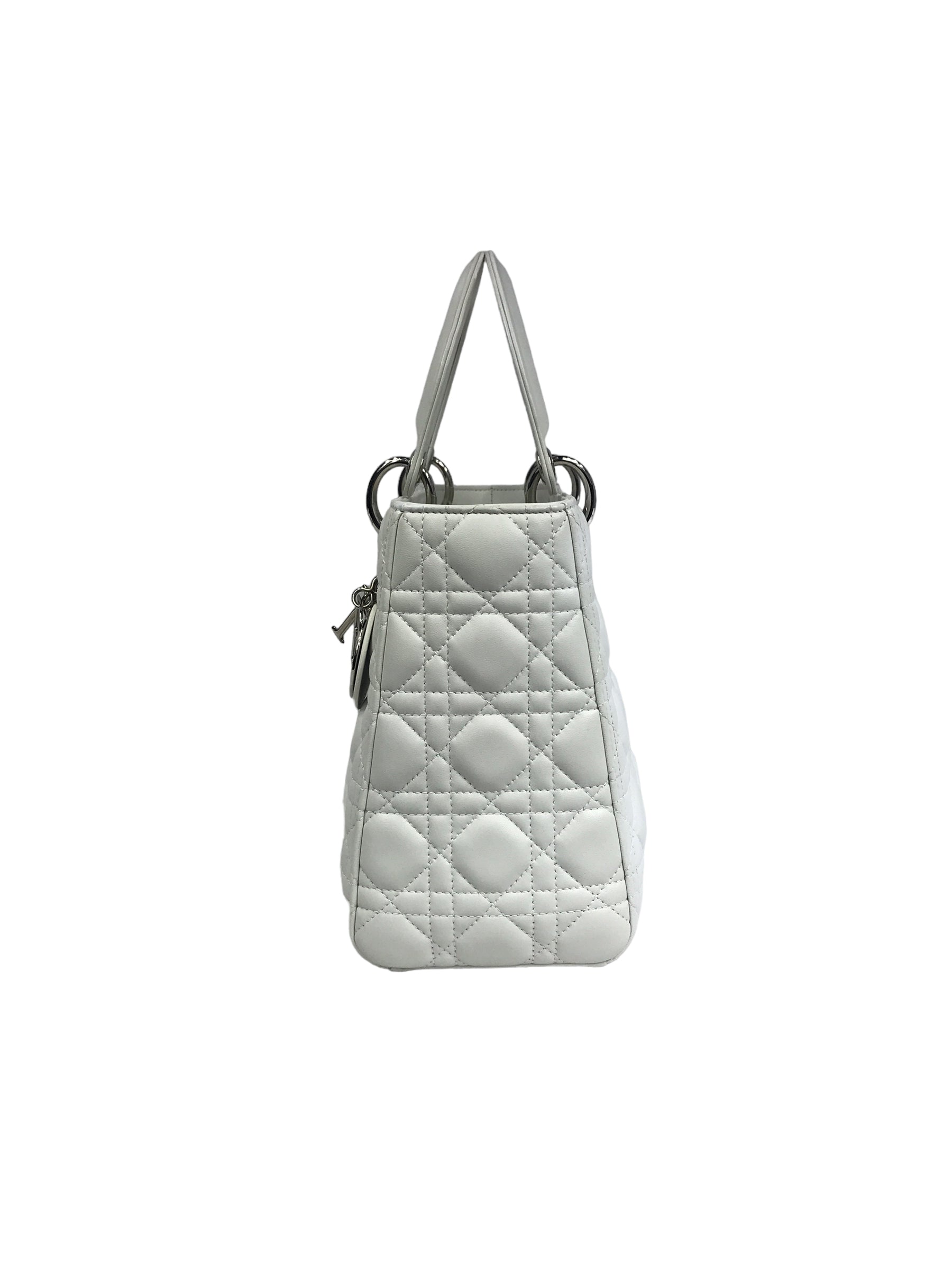 White Medium Lady Dior W/SHW