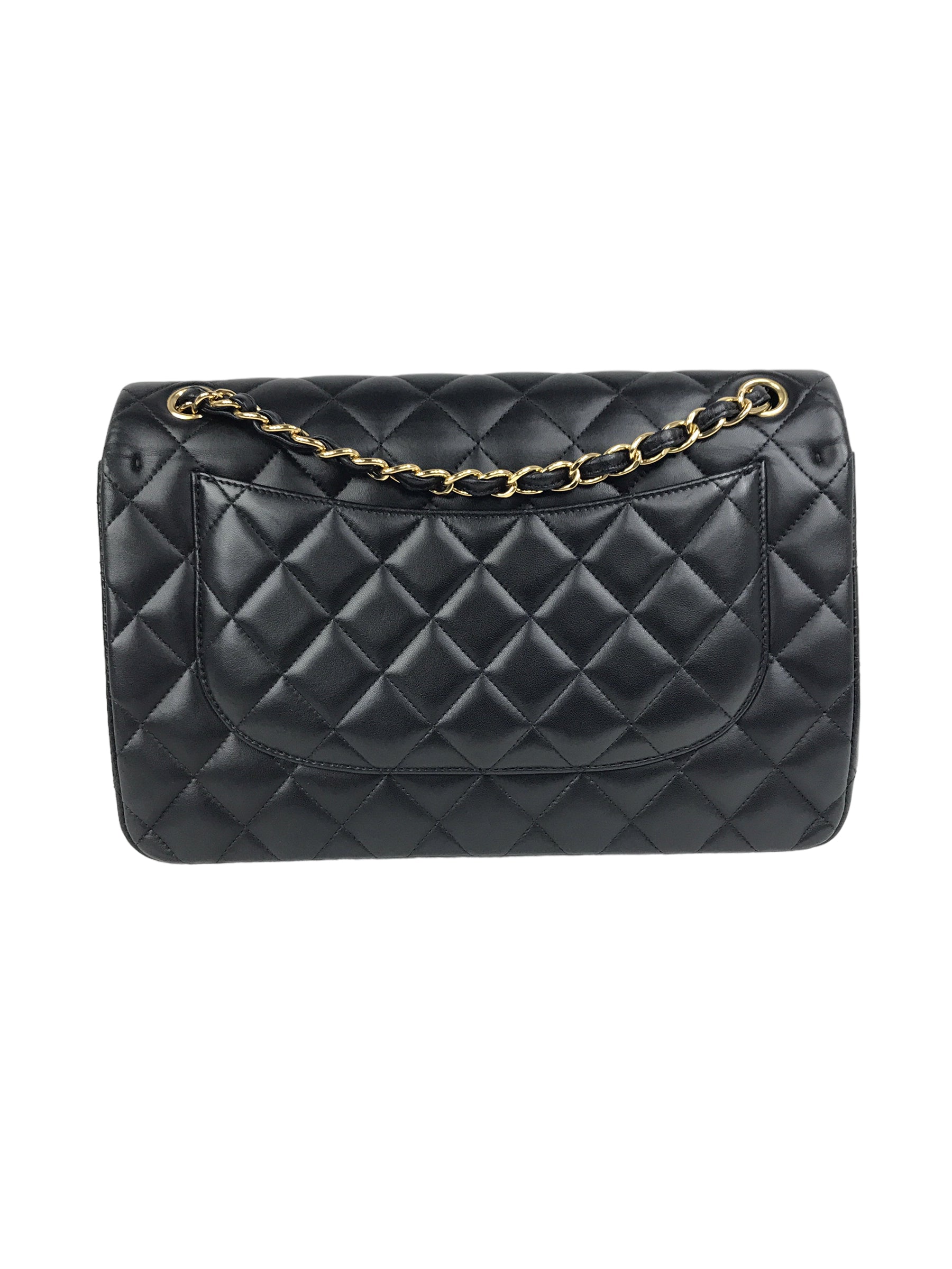 Black Quilted Lambskin Double Flap Jumbo Classics Flap w/GHW