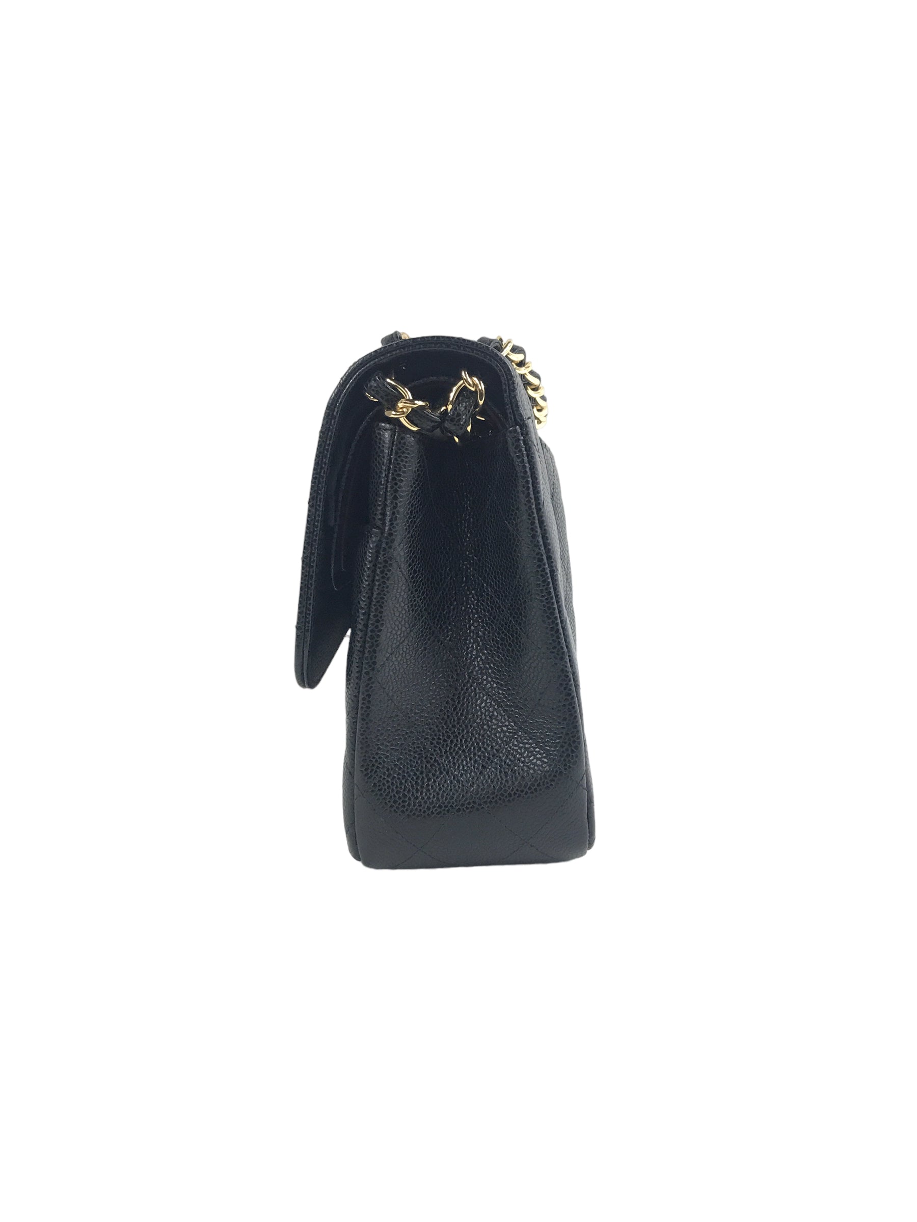 Black Caviar Double Flap Jumbo W/GHW