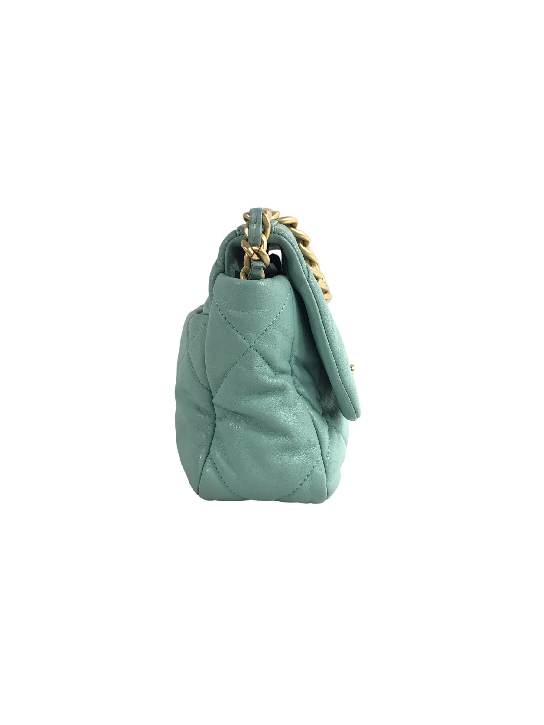 Tiffany Blue Lambskin Small 19 Flap Bag W/SHW/AGHW/RHW