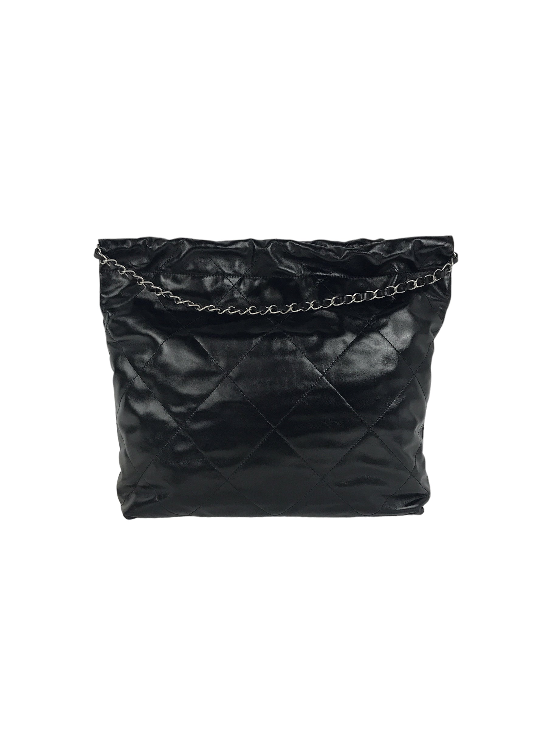 Shiny Black Quilted Calfskin Leather 23S Hobo Bag w/MSHW