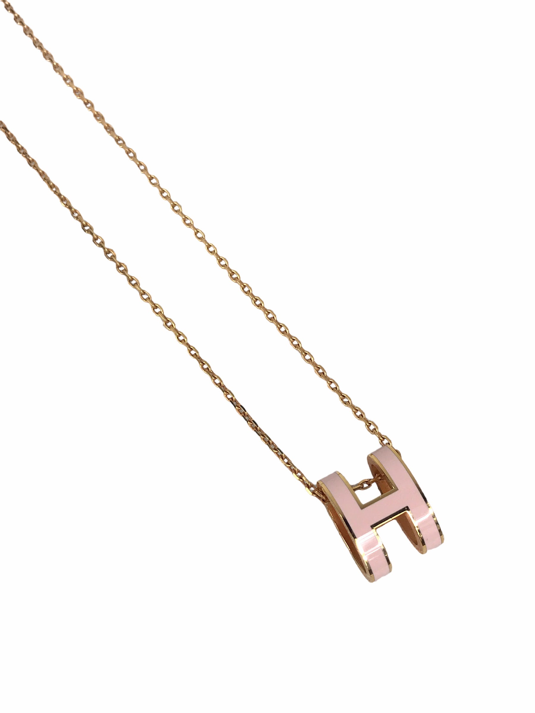 Rose Dragee Enamel H Pop Rose Gold Necklace