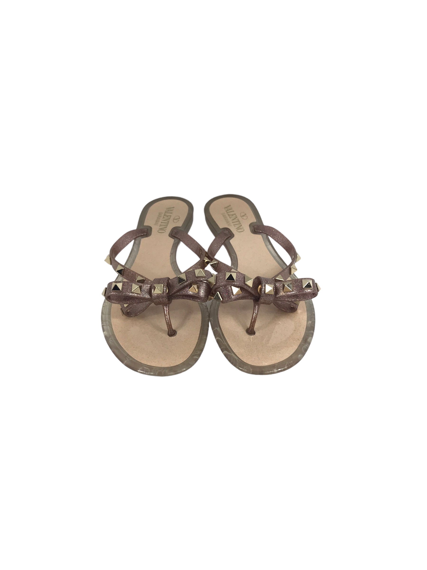 Sparkle Jelly Bow Rockstud Thongs W/GHW