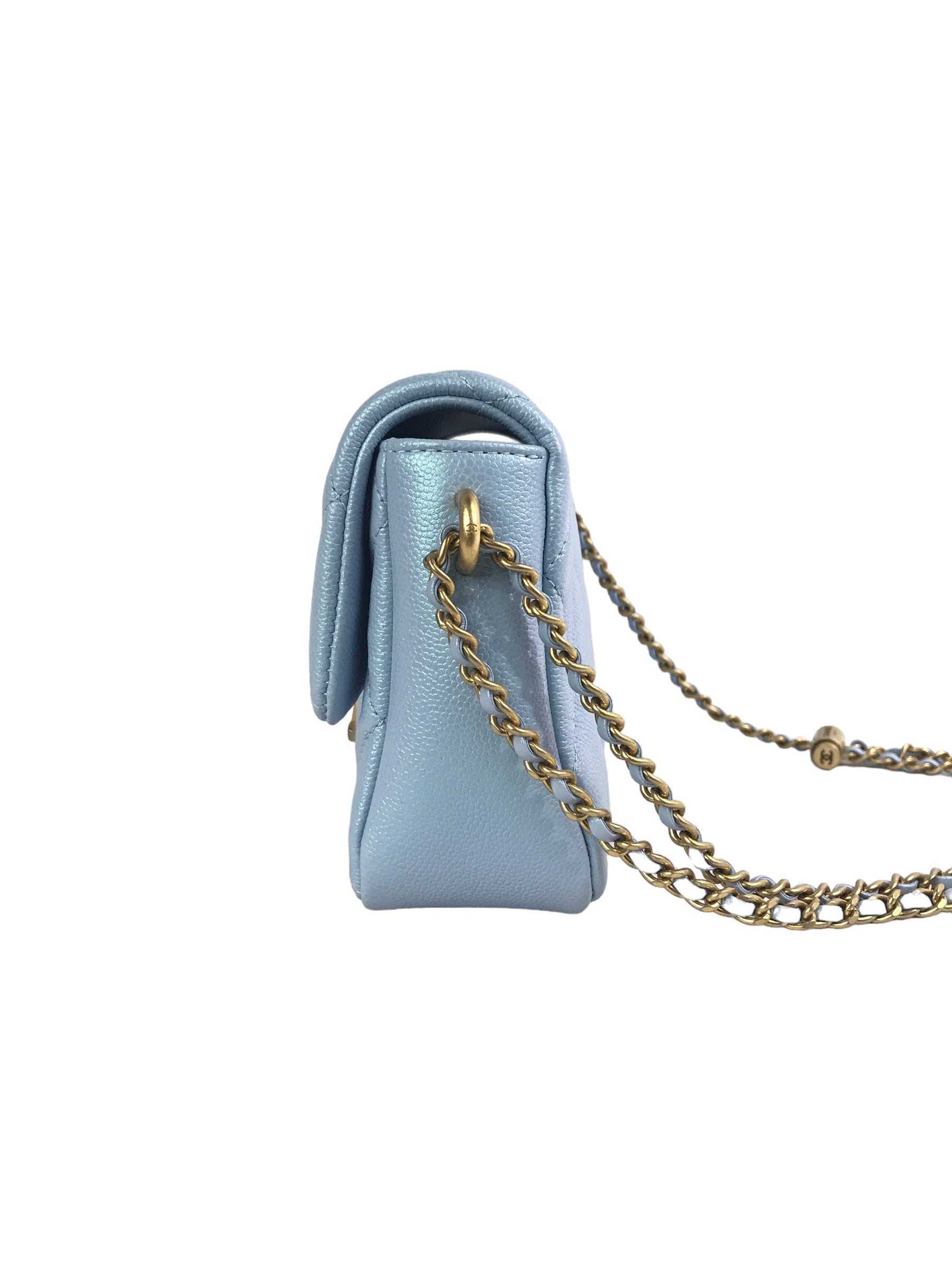 Quilted Caviar Ice Blue 21K Iridescent Mini Square W/AGHW
