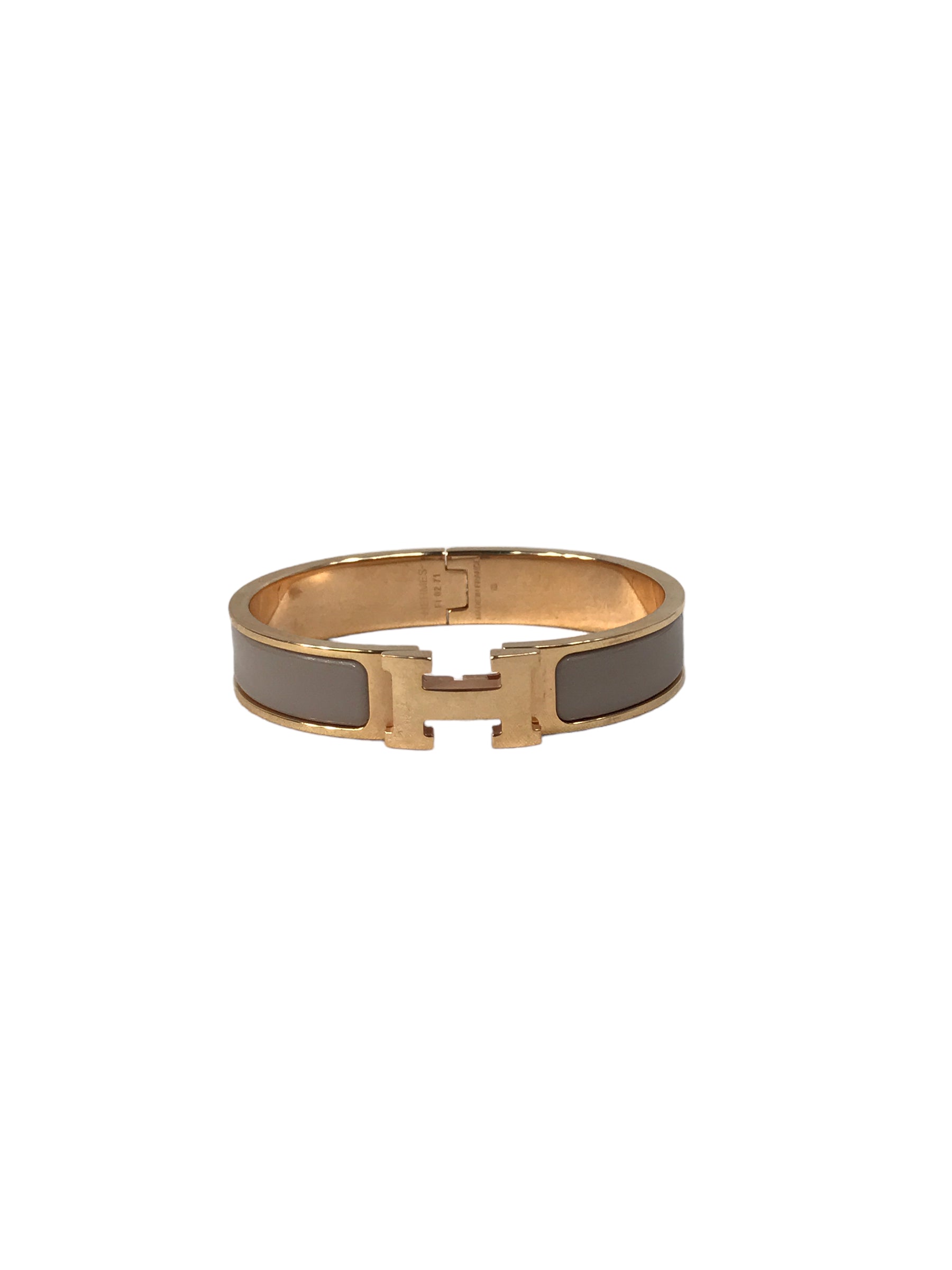 Clic H Marron Glace Enamel PM Bracelet w/RGHW