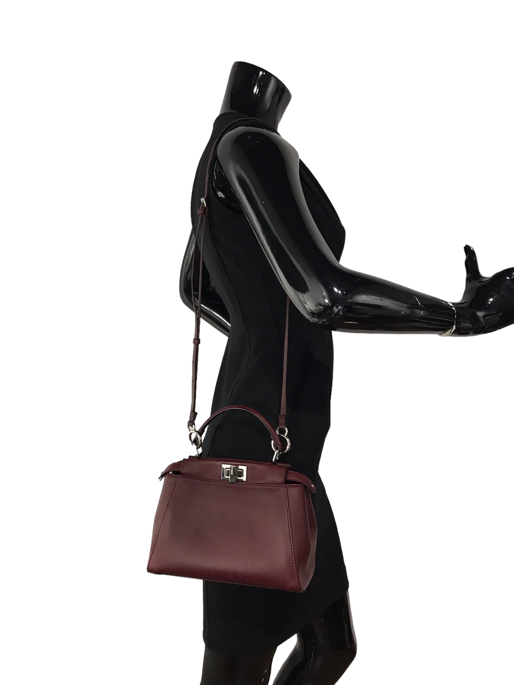 Burgundy Mini Peekaboo w/ removable monogram coated canvas peekaboo defender case w/SHW