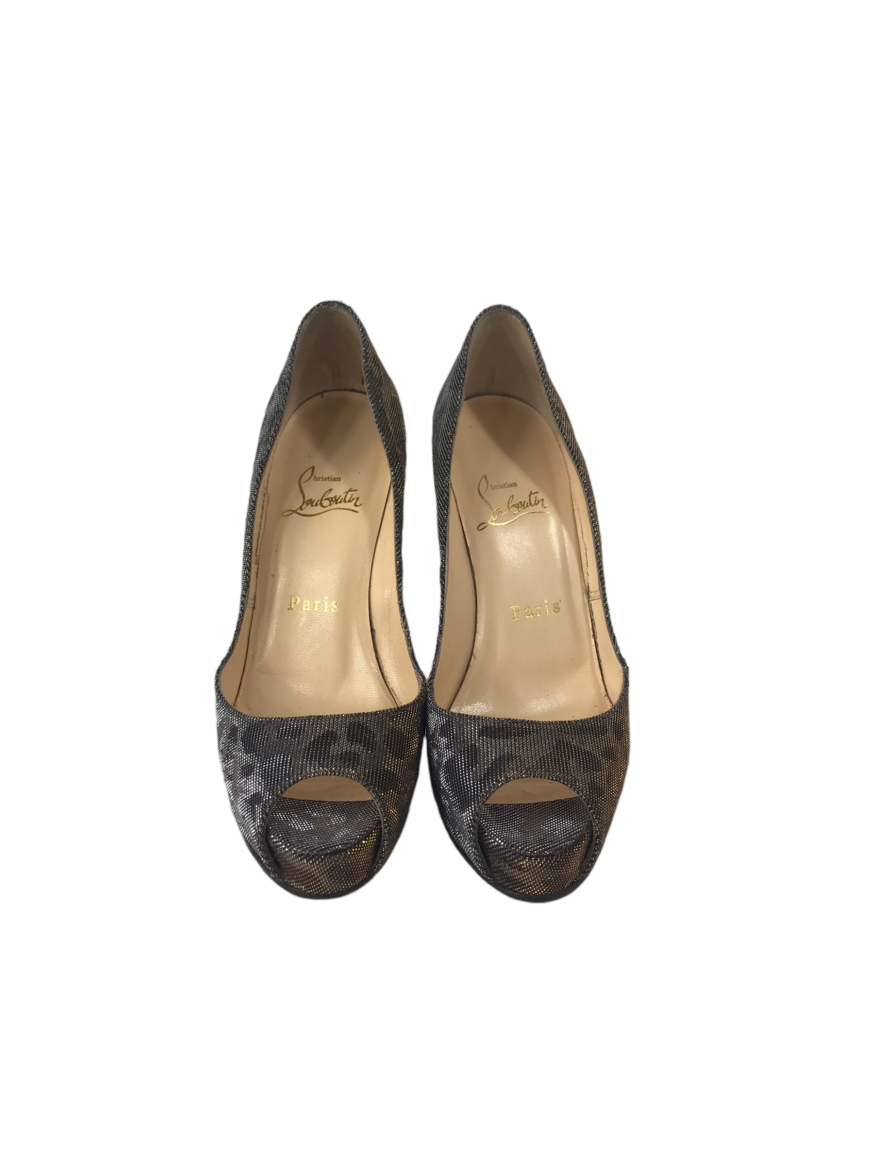 VeryPrive Leopard Sequins Print Platform Open Toe Pumps