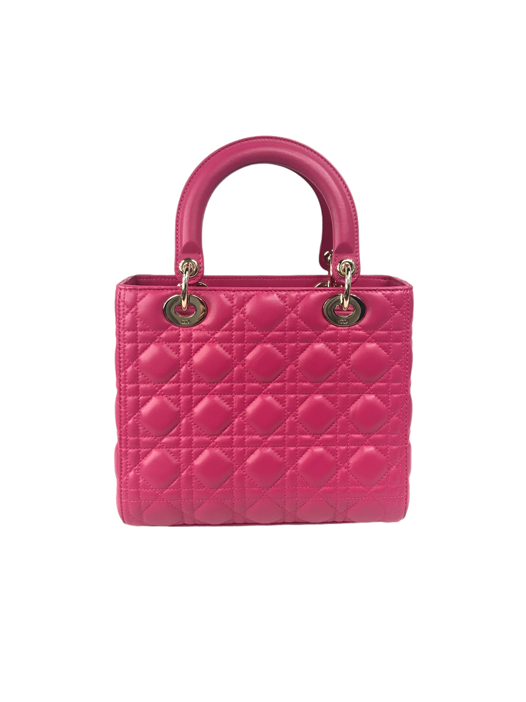 Magenta Medium Lambskin Leather Lady Dior w/GHW