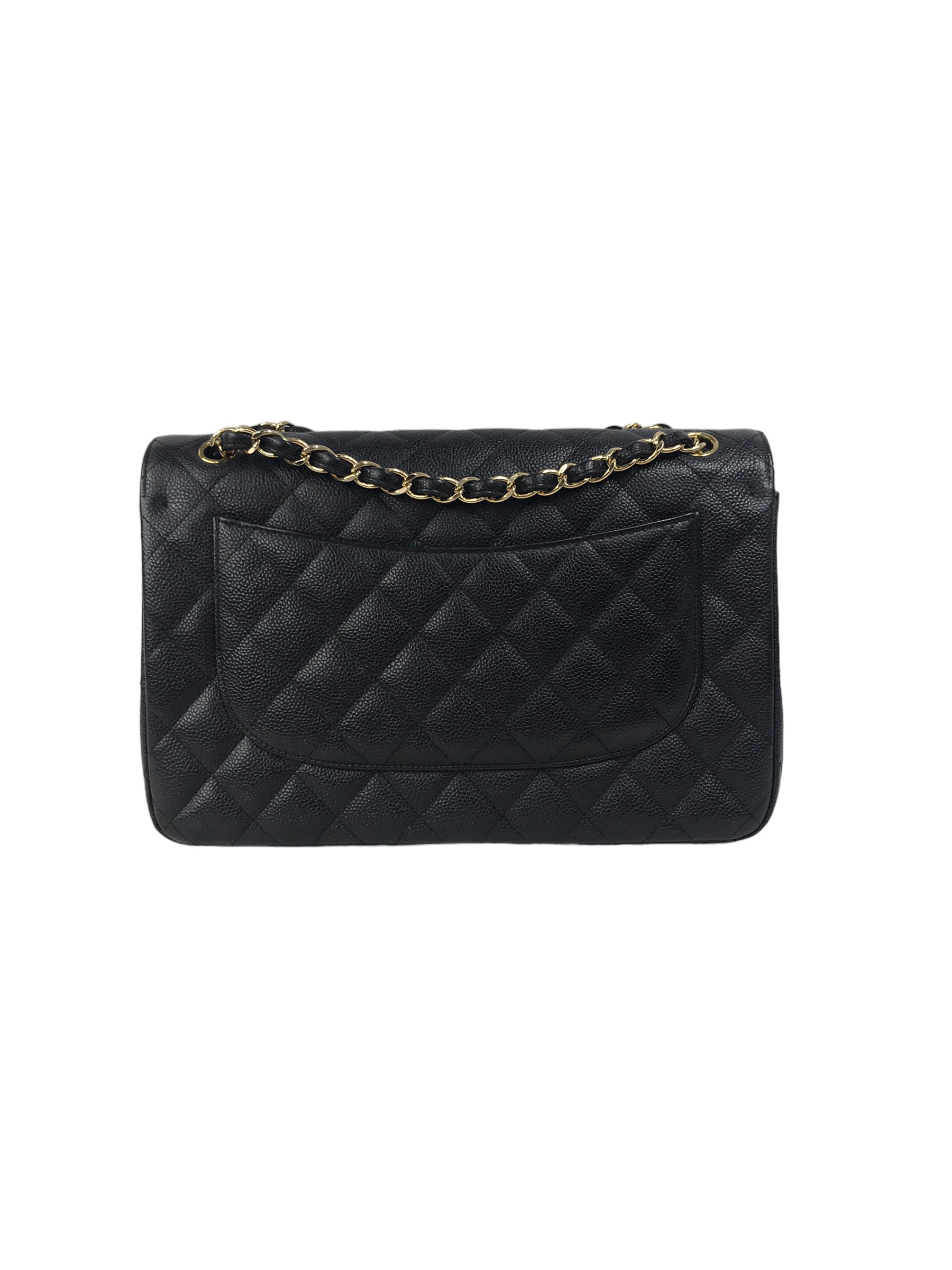 Black Caviar Quilted Double Flap Jumbo Classic Flap w/GHW