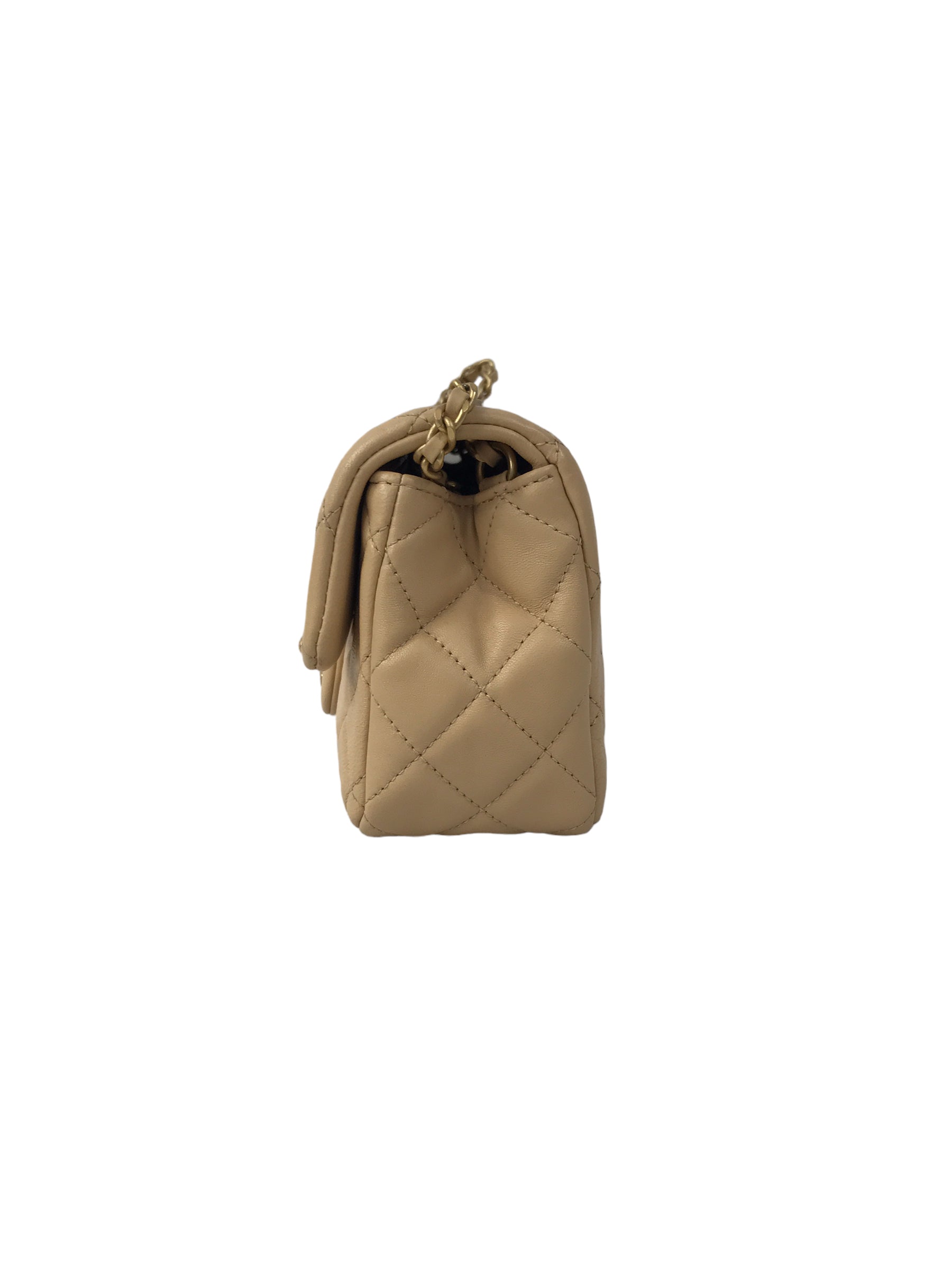 Lambskin Quilted Leather Mini Rectangle Pearl Crush w/AGHW