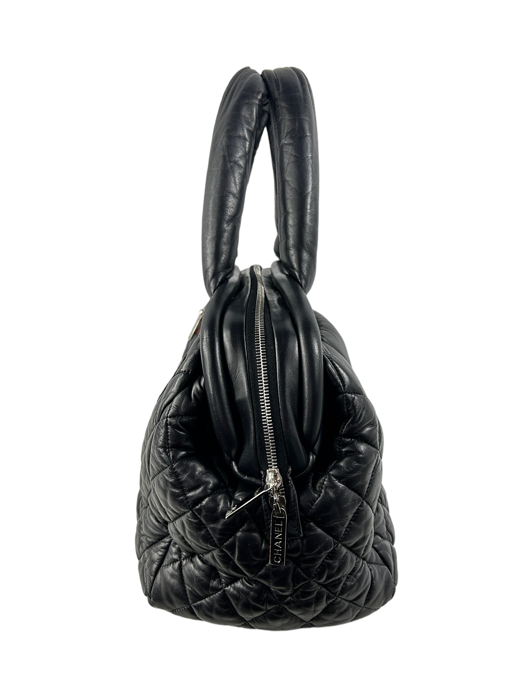 Black Quilted Lambskin Coco Cocoon Bowler Travel Bag w/SHW