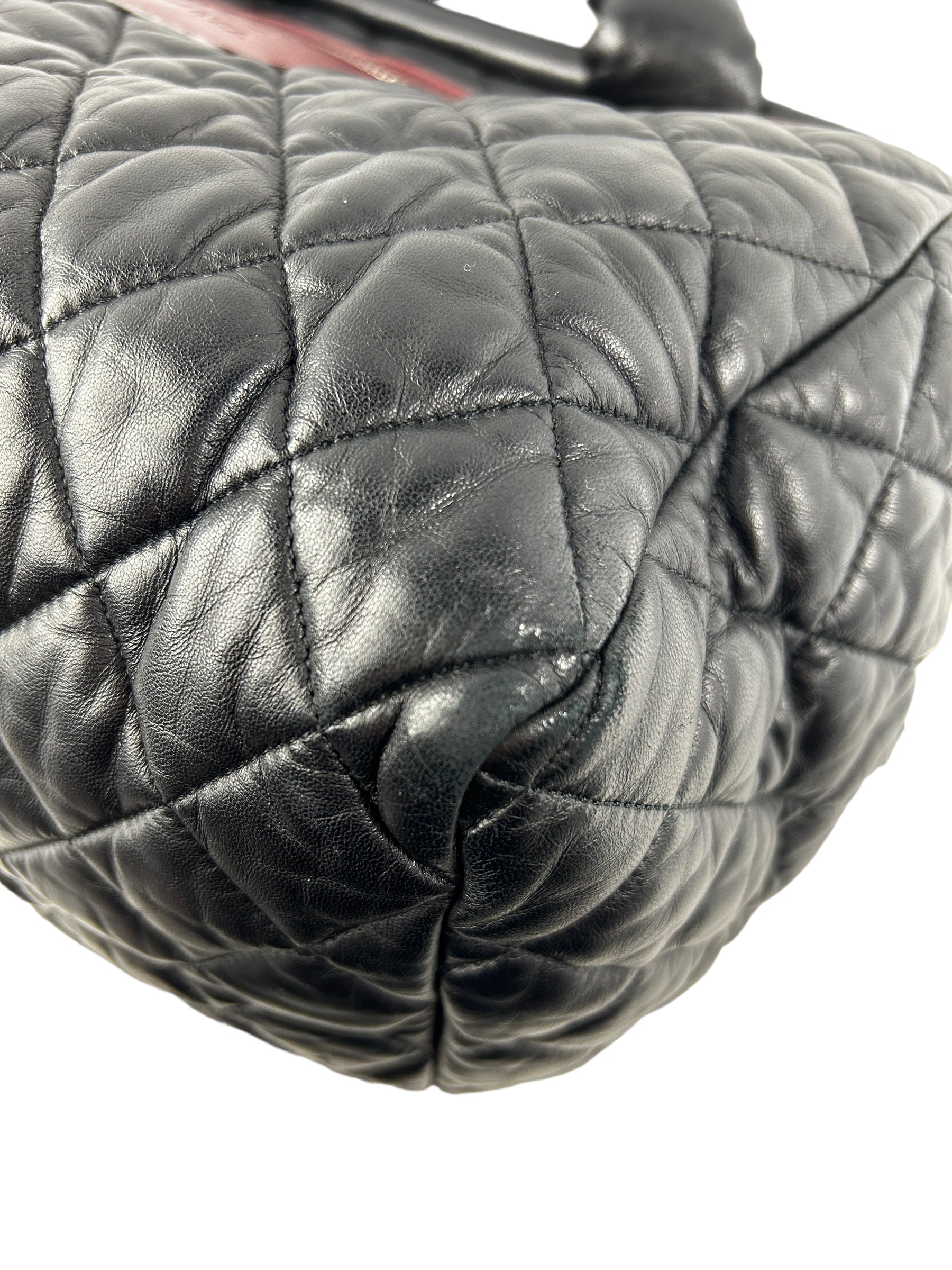 Black Quilted Lambskin Coco Cocoon Bowler Travel Bag w/SHW