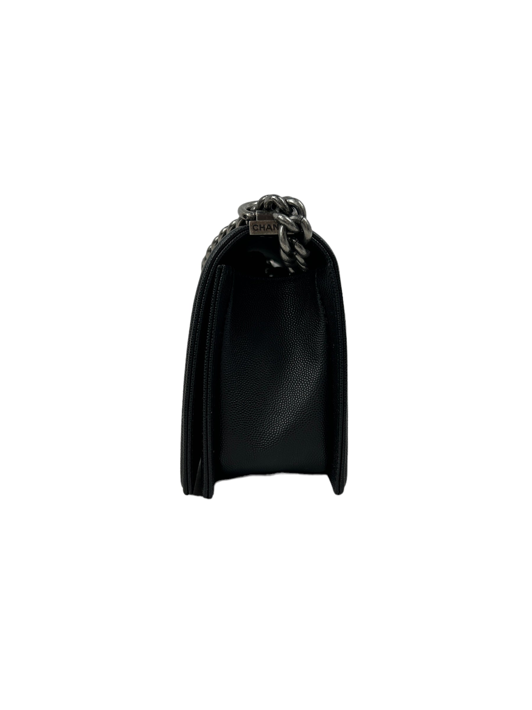 Black Caviar Quilted Old Medium Boy Bag w/ RHW