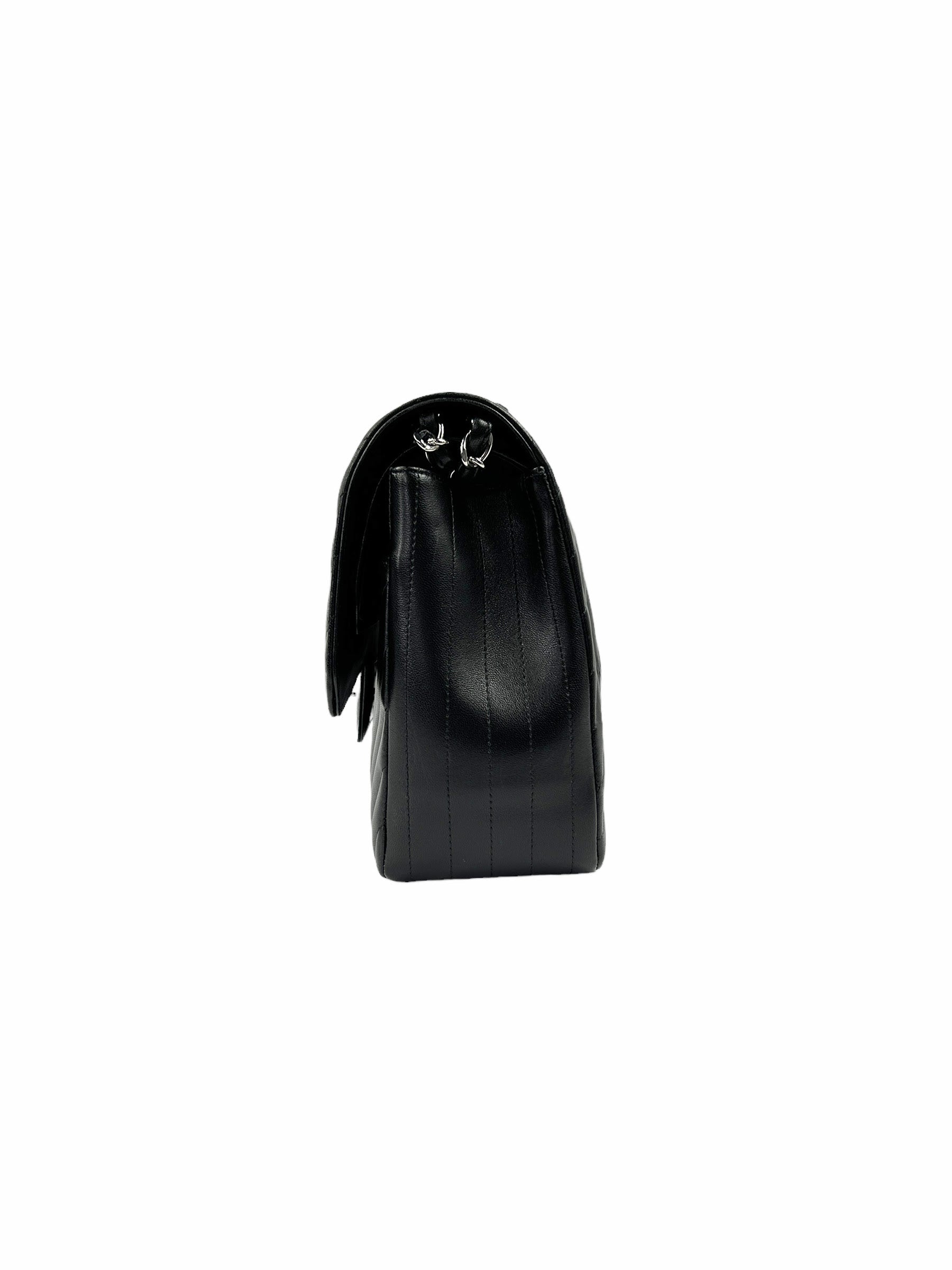 Black Chevron Lambskin Double Flap Jumbo w/SHW