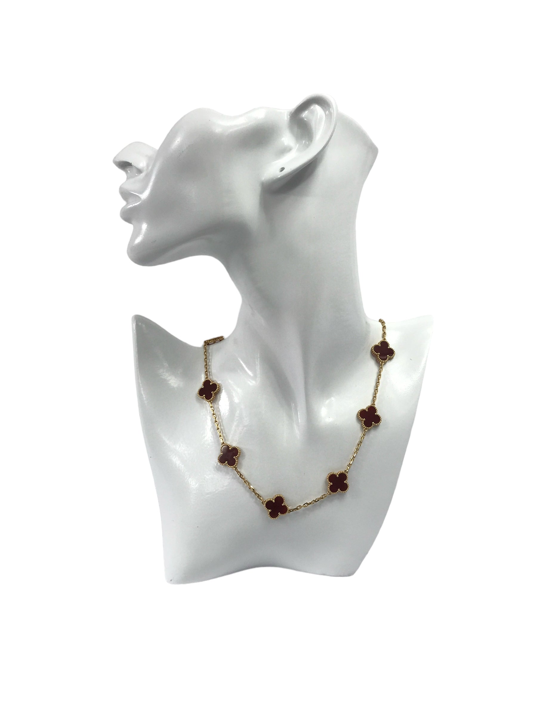 Alhambra Carnelian 10 Motifs 18K Yellow Gold Necklace