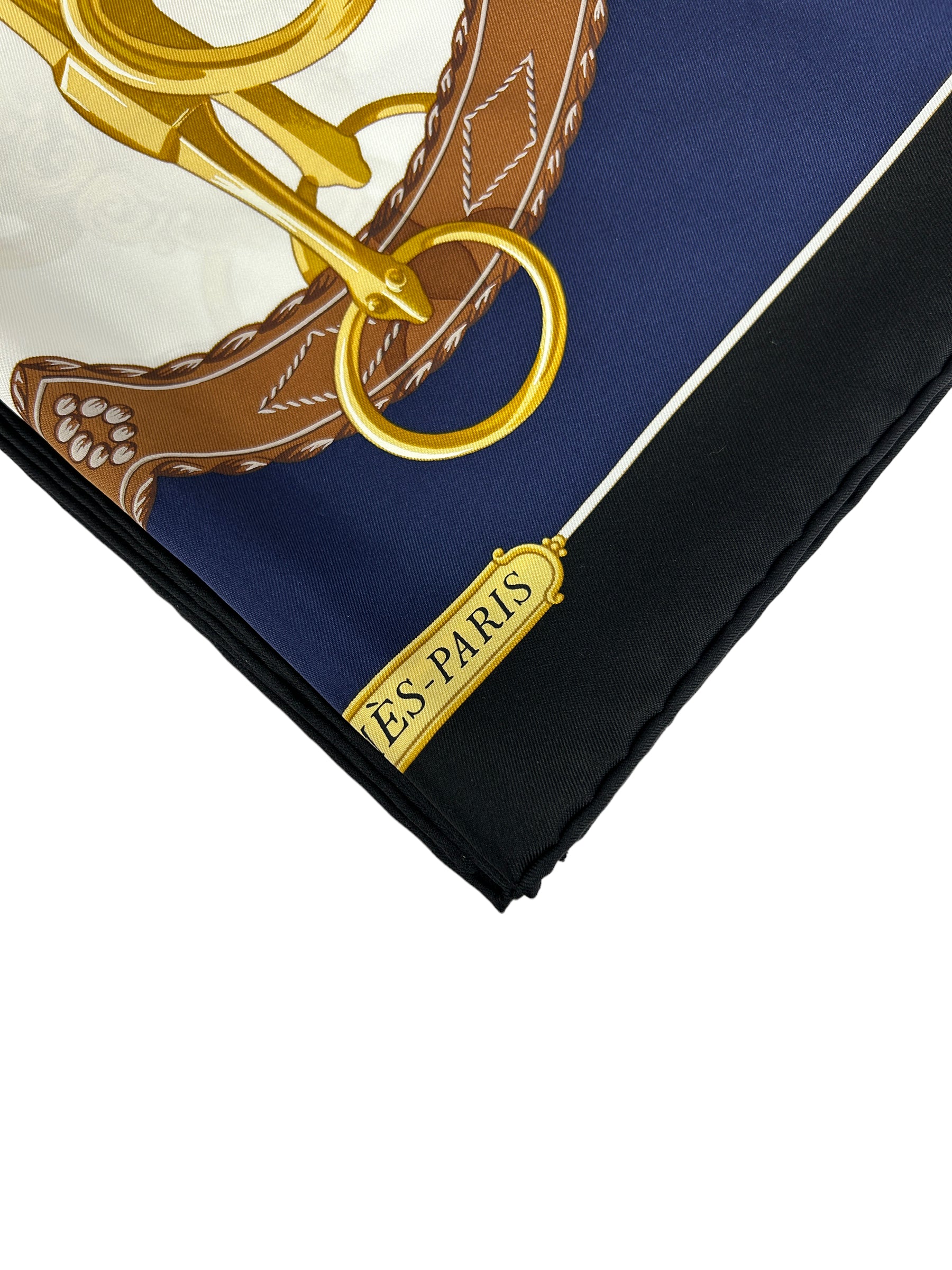 Noir/Marine/Blanc "Lift Profile" Silk Scarf-ON LAYAWAY